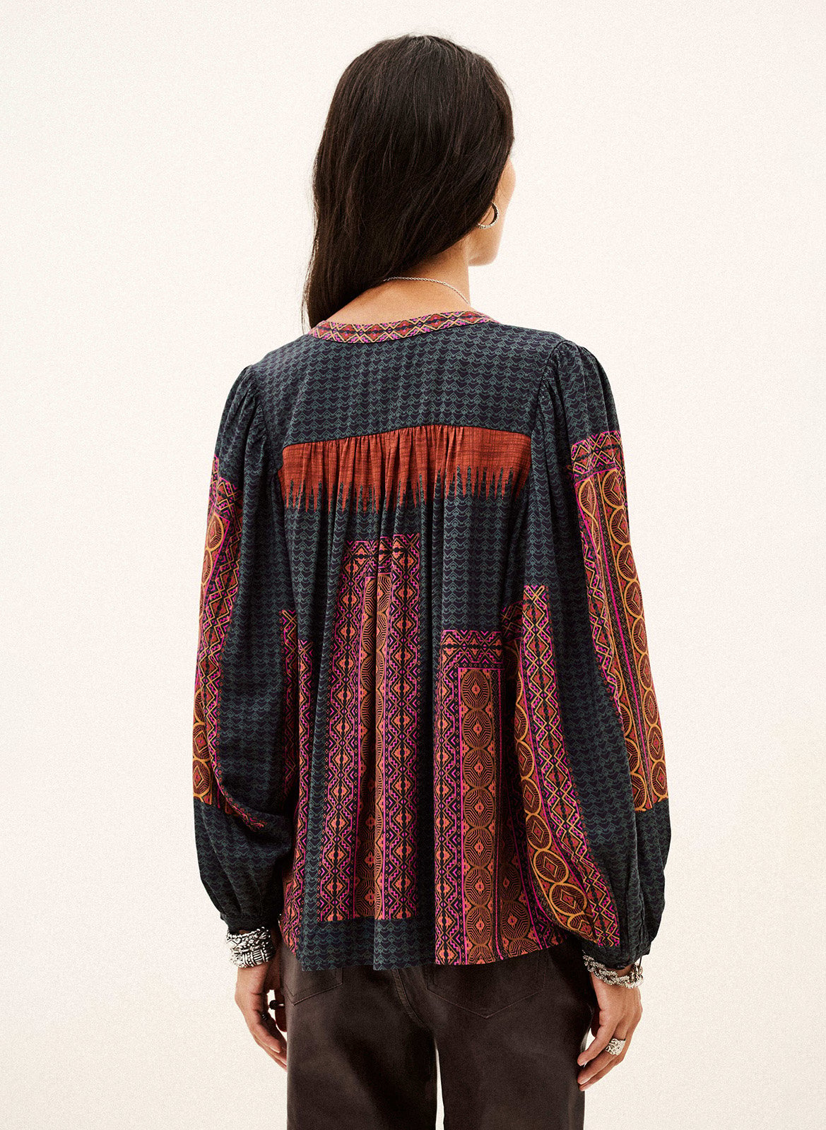 Blouse ample imprimée col rond BA&SH Rouge