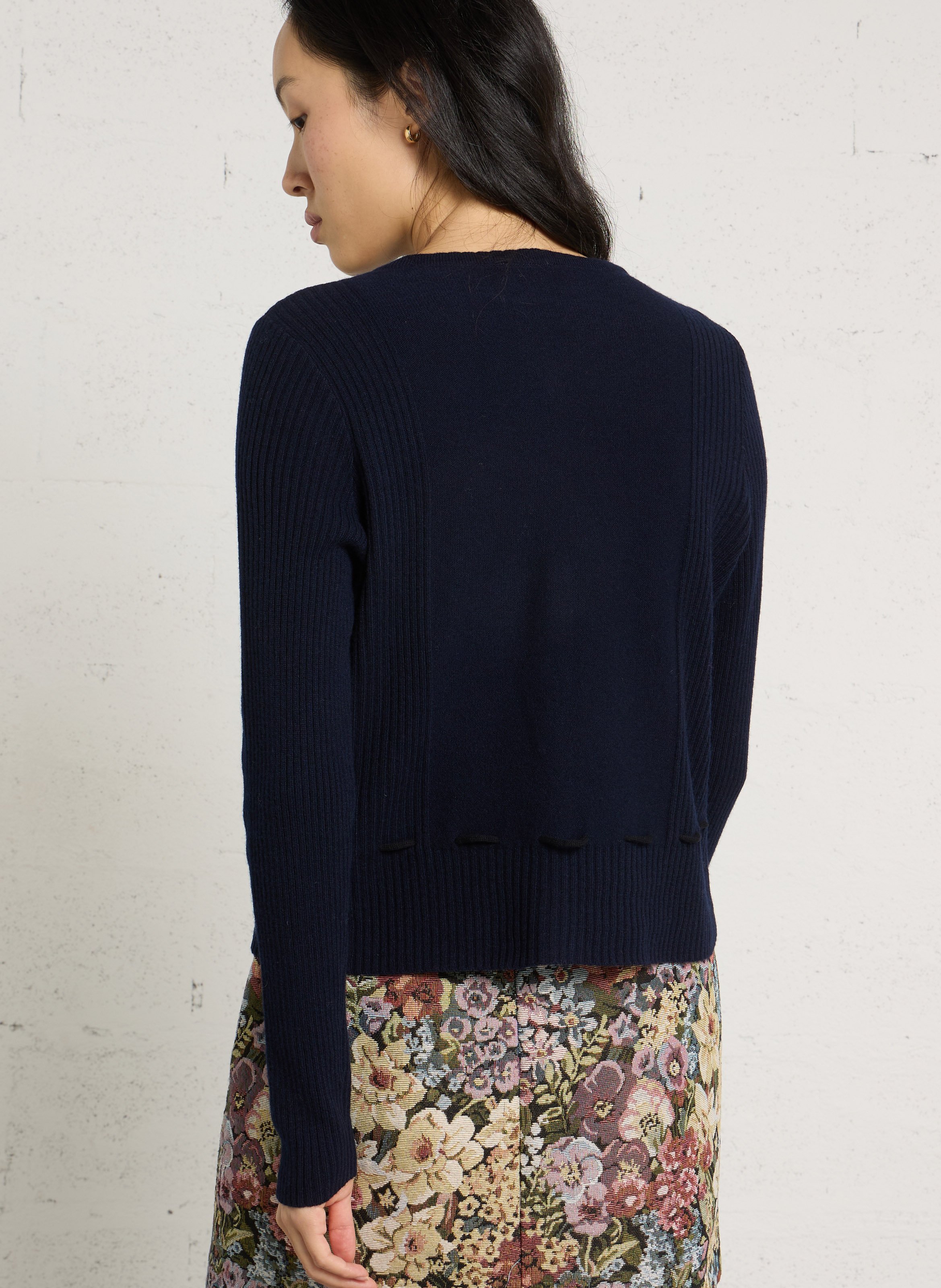 Pull boutonné en laine mérinos PETITE MENDIGOTE Bleu