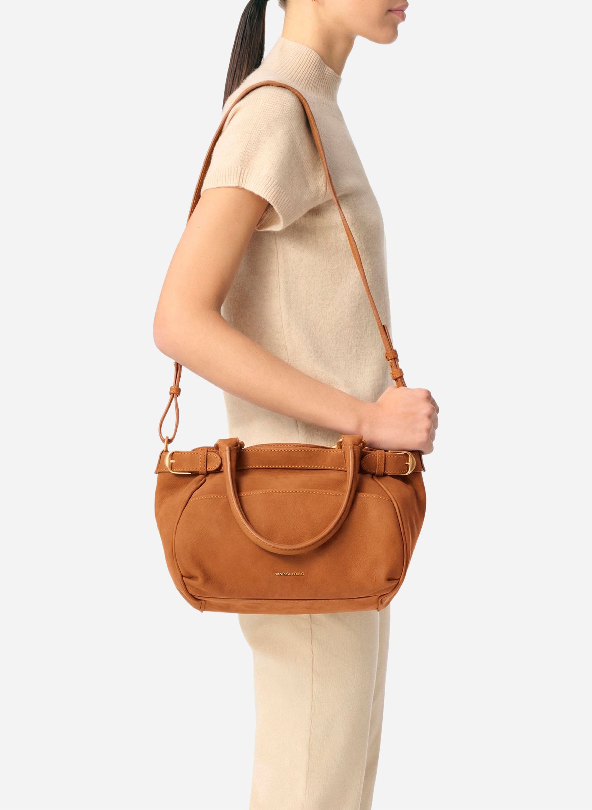 Leather handbag VANESSA BRUNO Brown