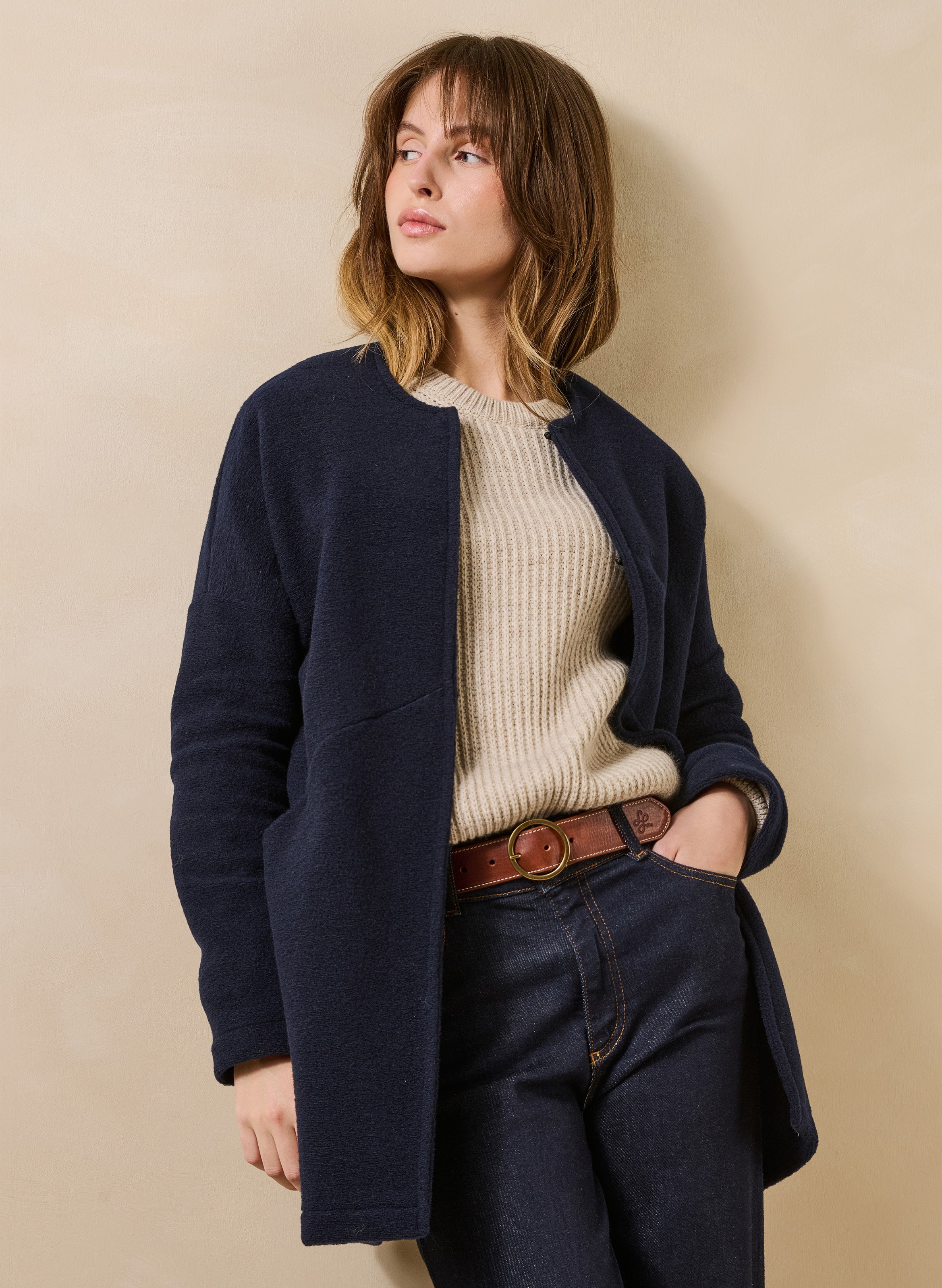 Mantel mit Rundhalsausschnitt LA FEE MARABOUTEE Blau
