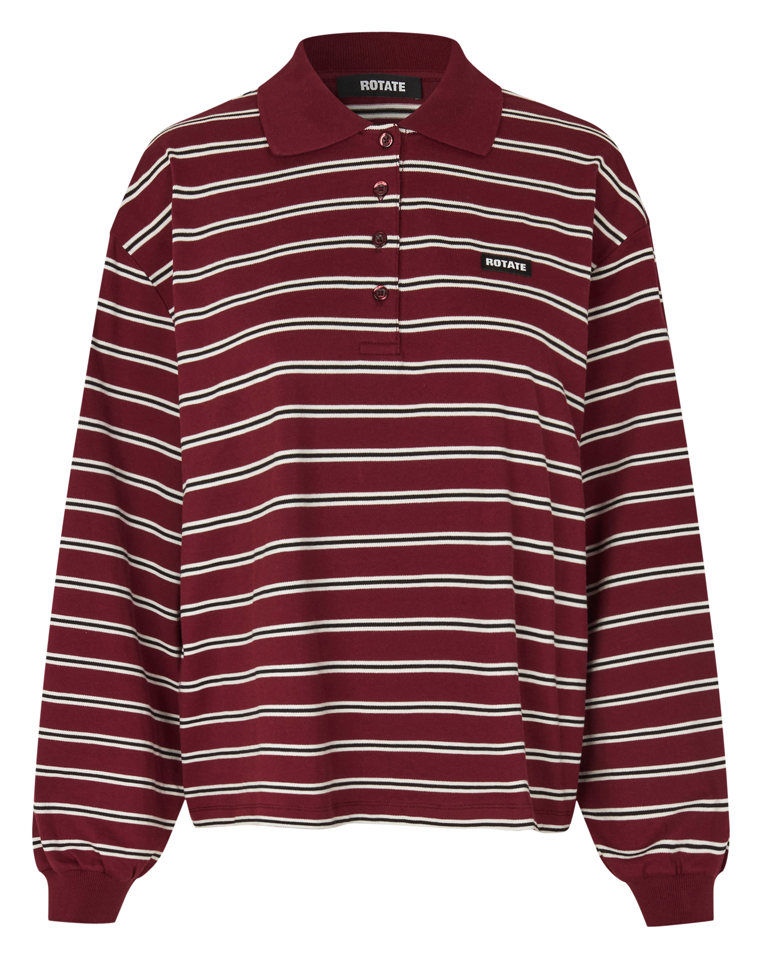 Sweat col boutonné à rayures ROTATE Marron