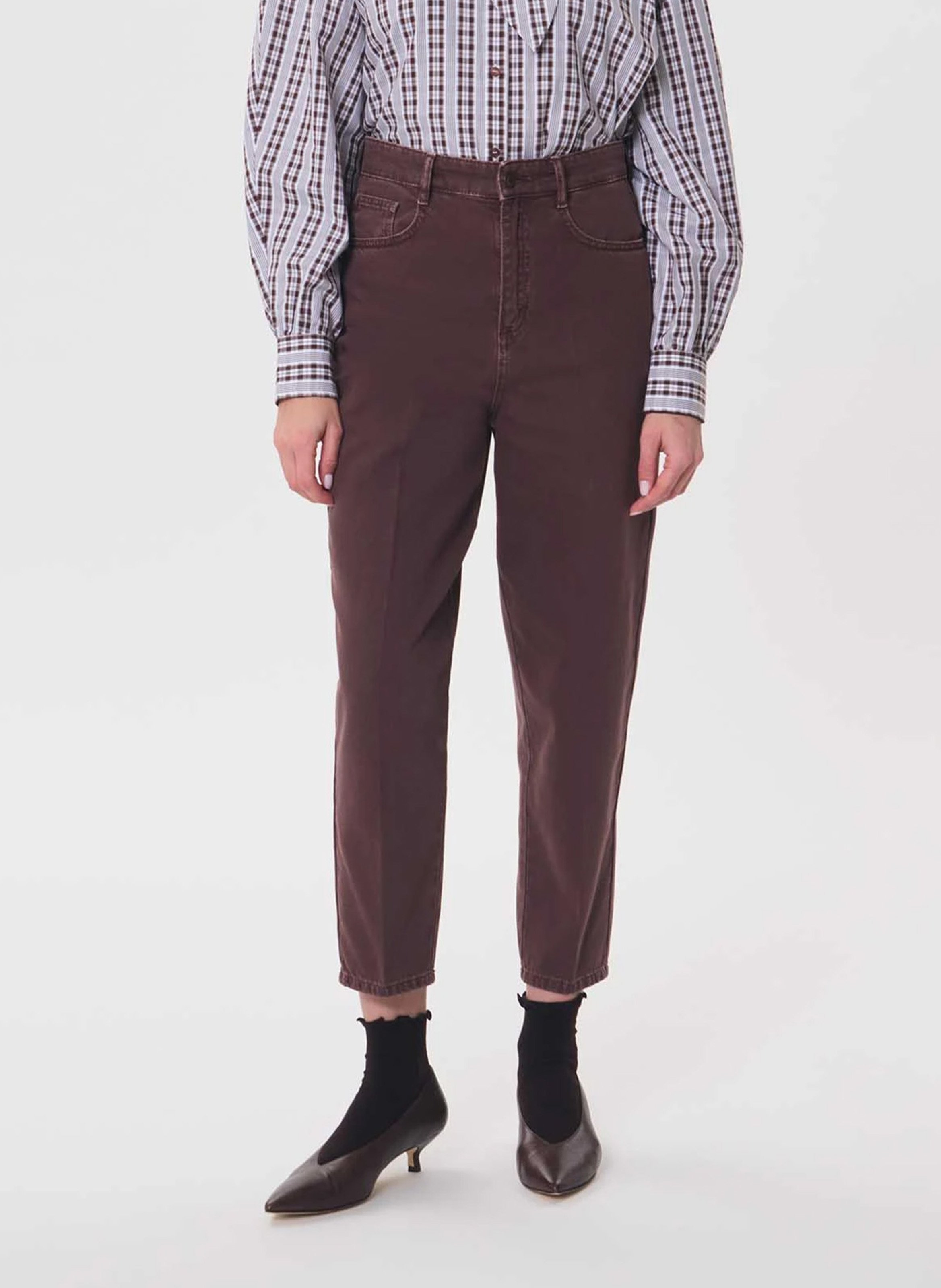 Jean droit en coton TARA JARMON Marron