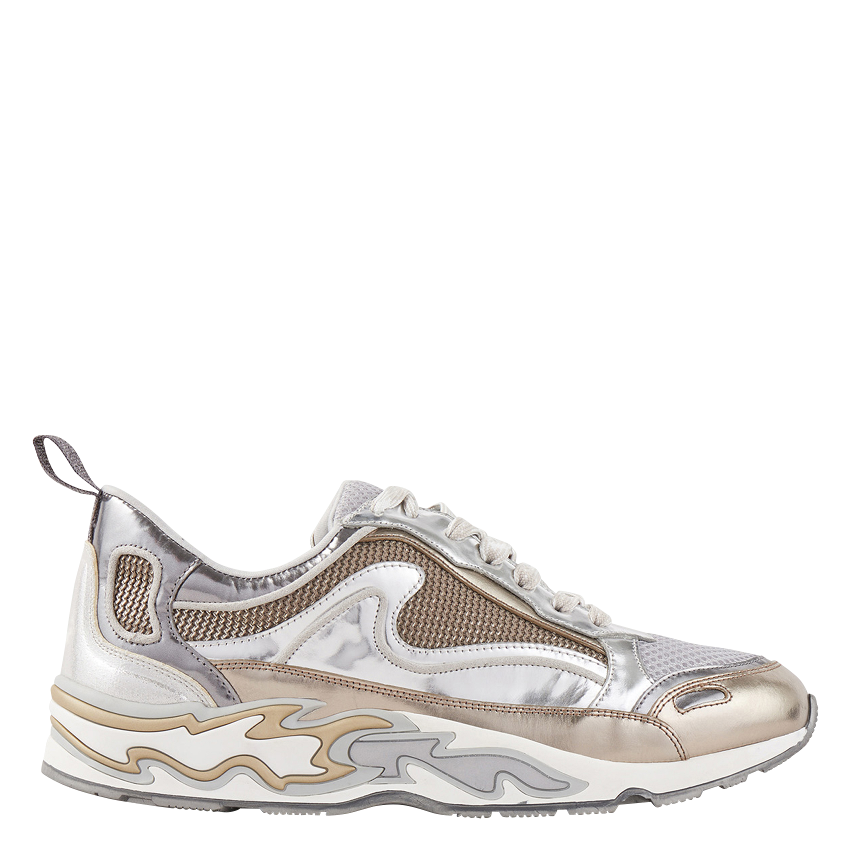 Baskets basses mix matière SANDRO Argent
