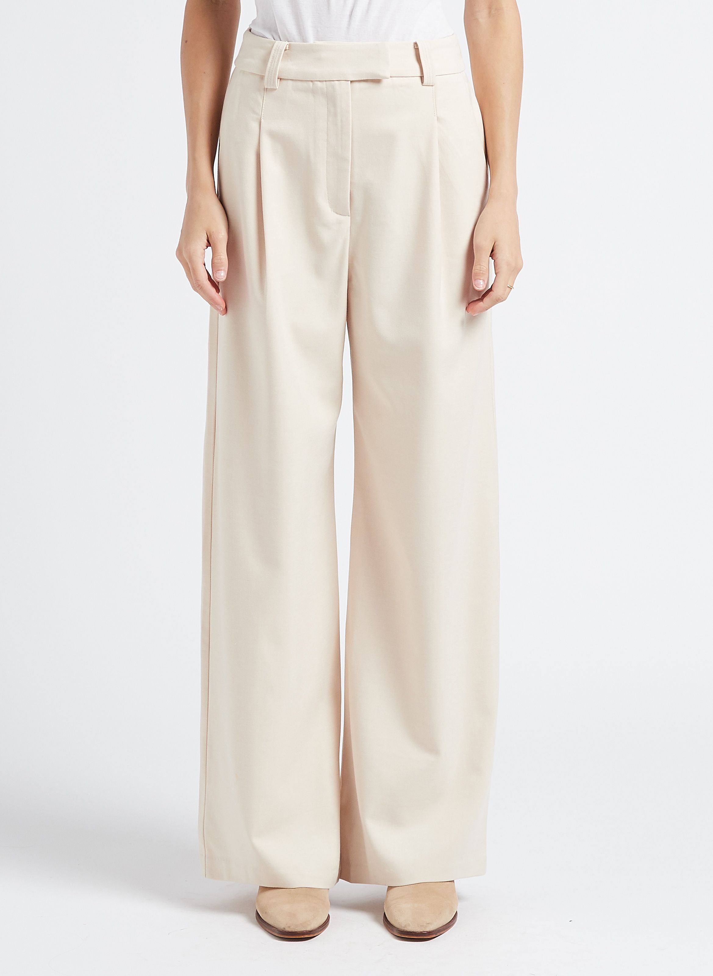 Pantalon a shop pince blanc femme