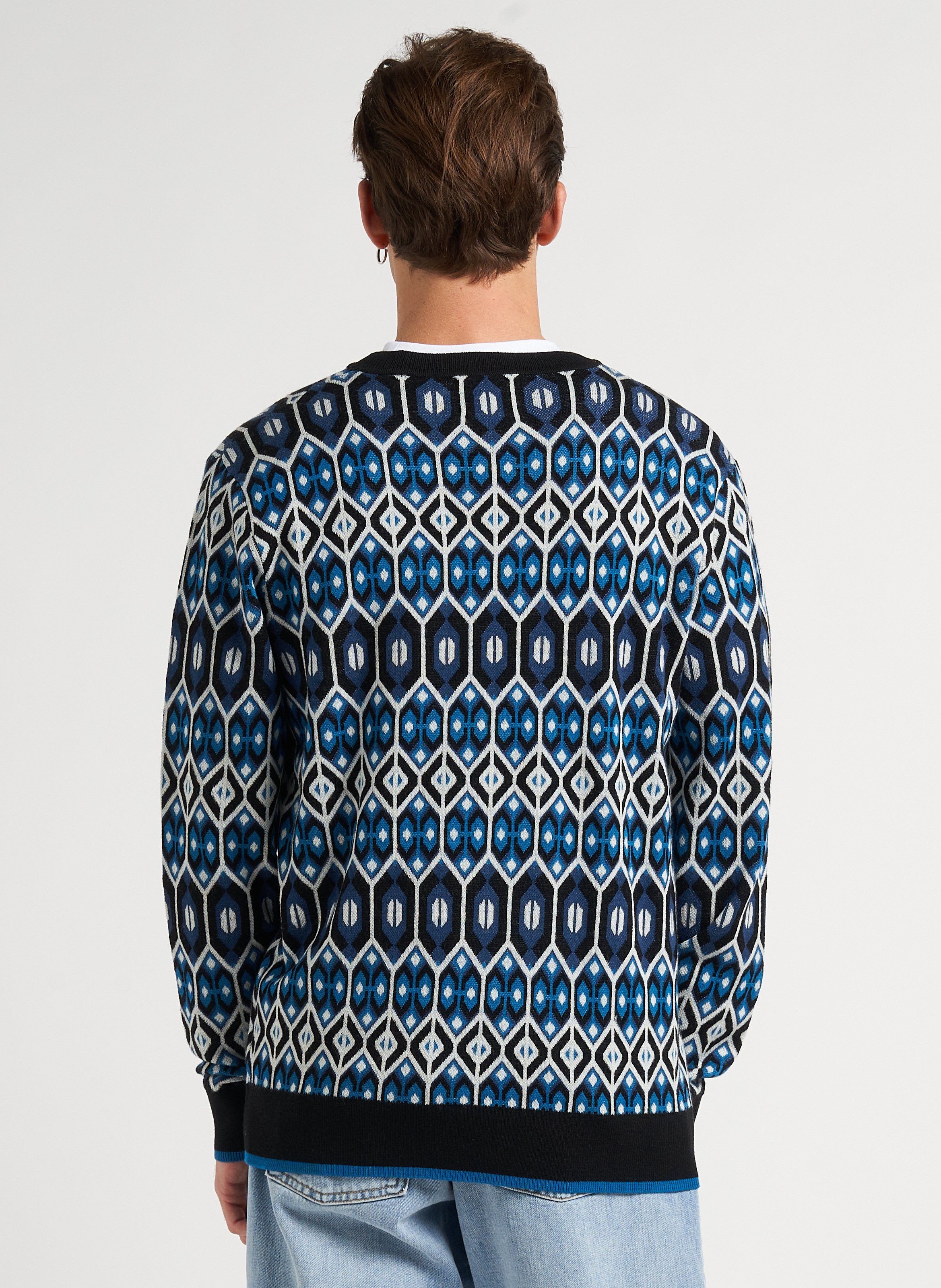 Pull col rond imprimé en laine mélangée SCOTCH AND SODA Bleu