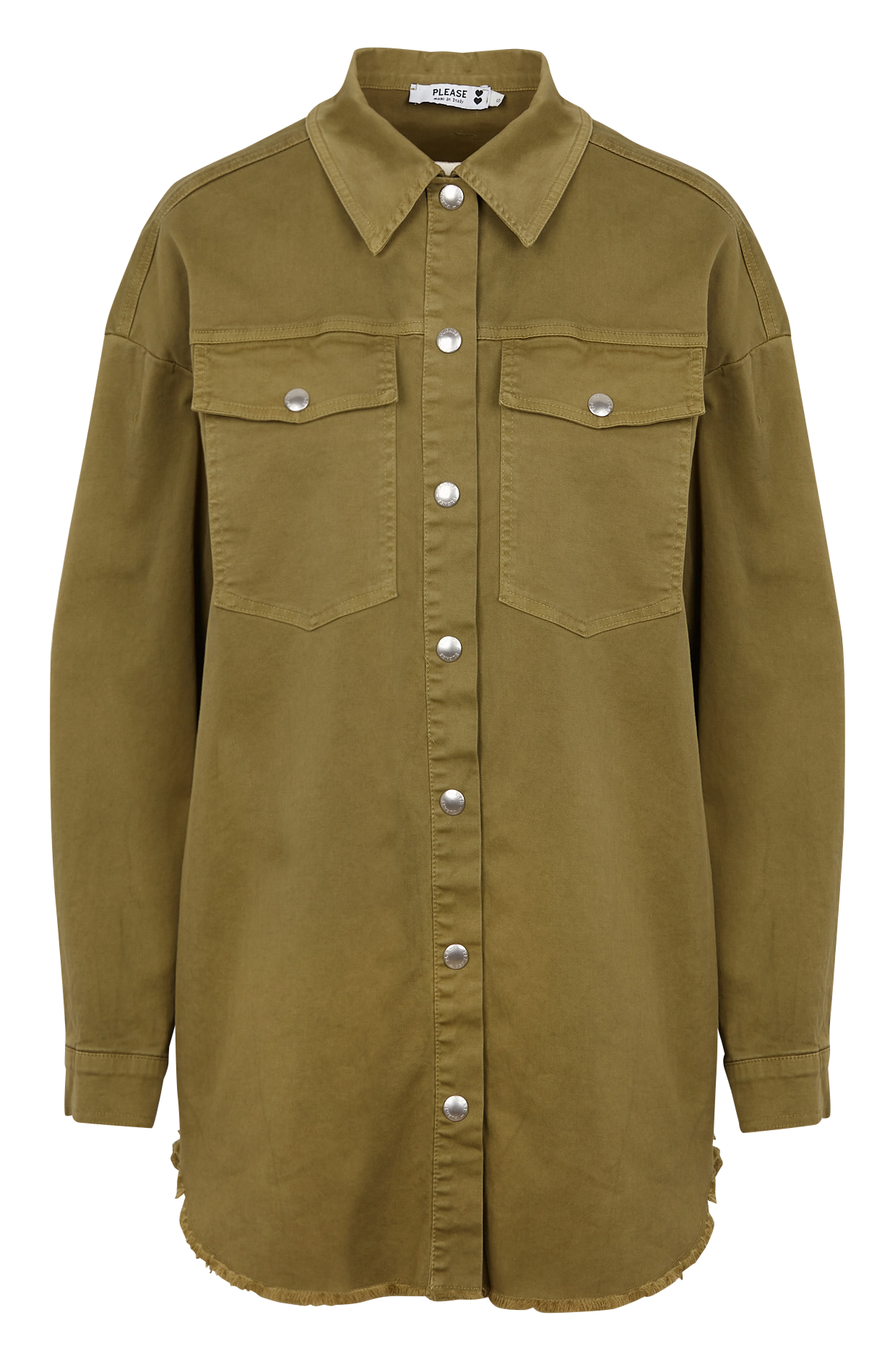 Lang jasje met klassieke kraag Kaki