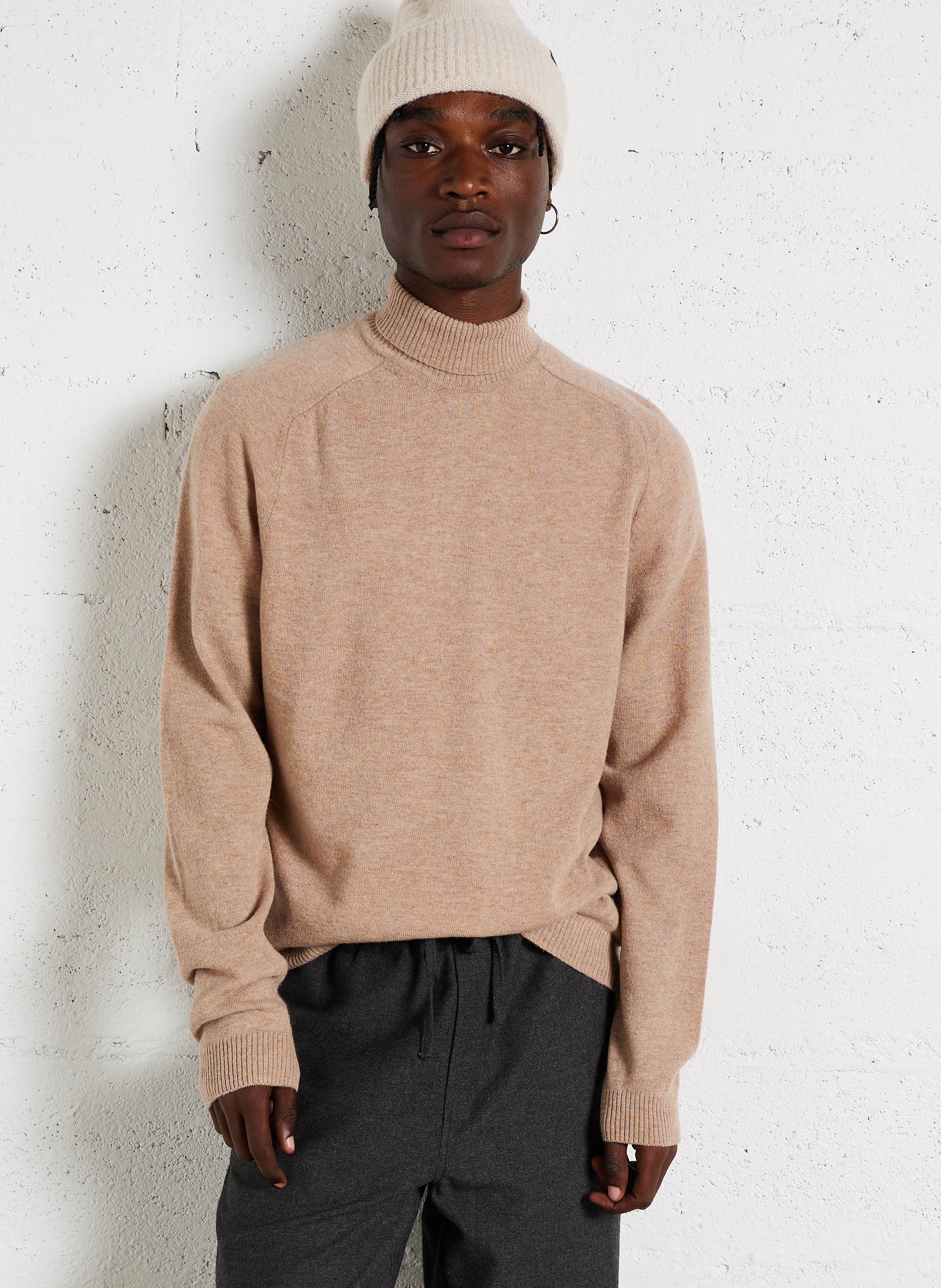 Col roulé regular-fit en laine KNOWLEDGE COTTON APPAREL Marron