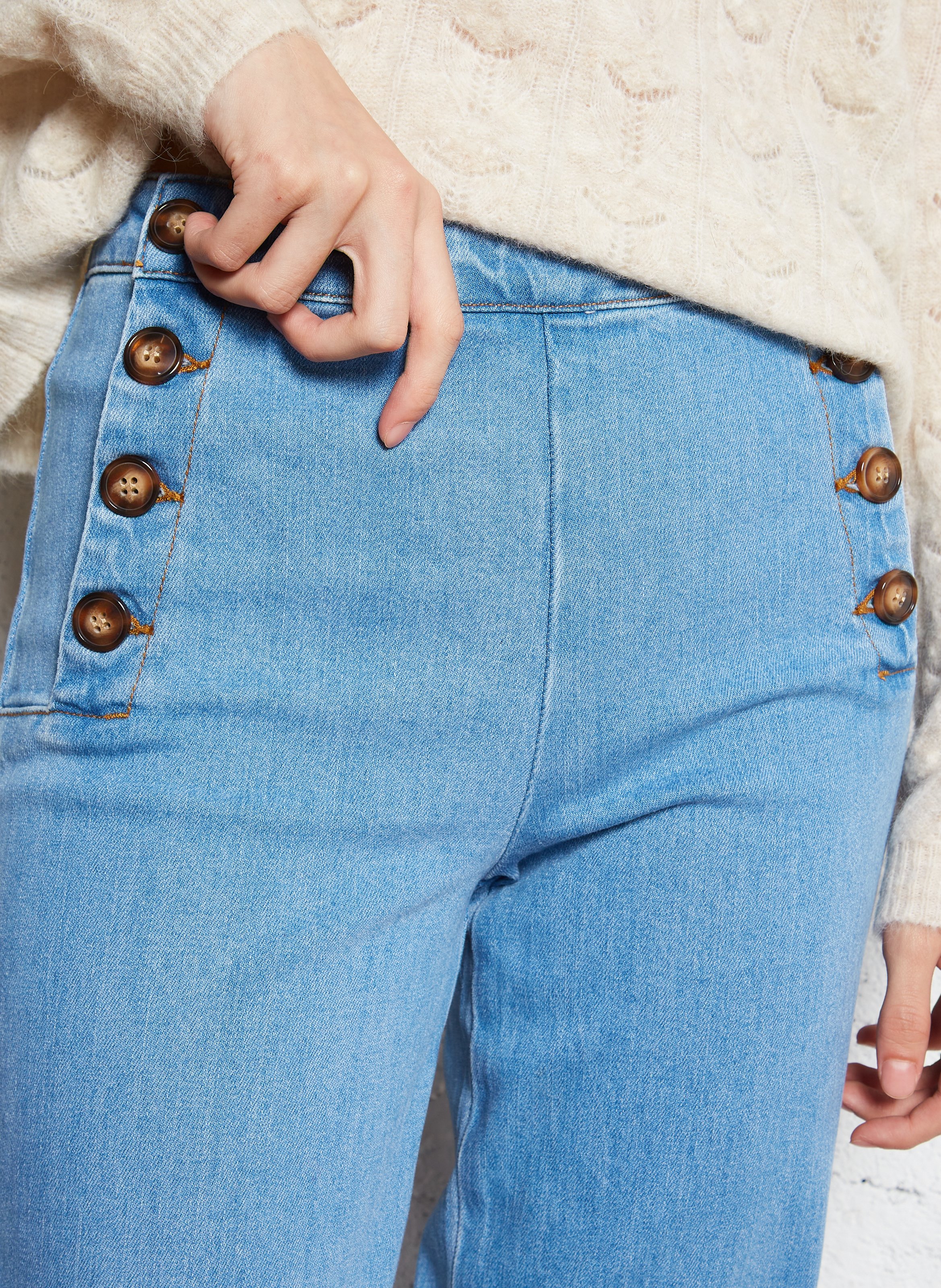 Straight denim pants in blended cotton LA PETITE ETOILE Jean Stone