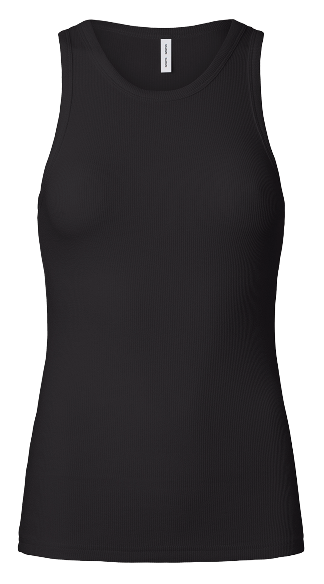 Ribbed organic cotton tank top with round neck SAMSOE SAMSOE Black