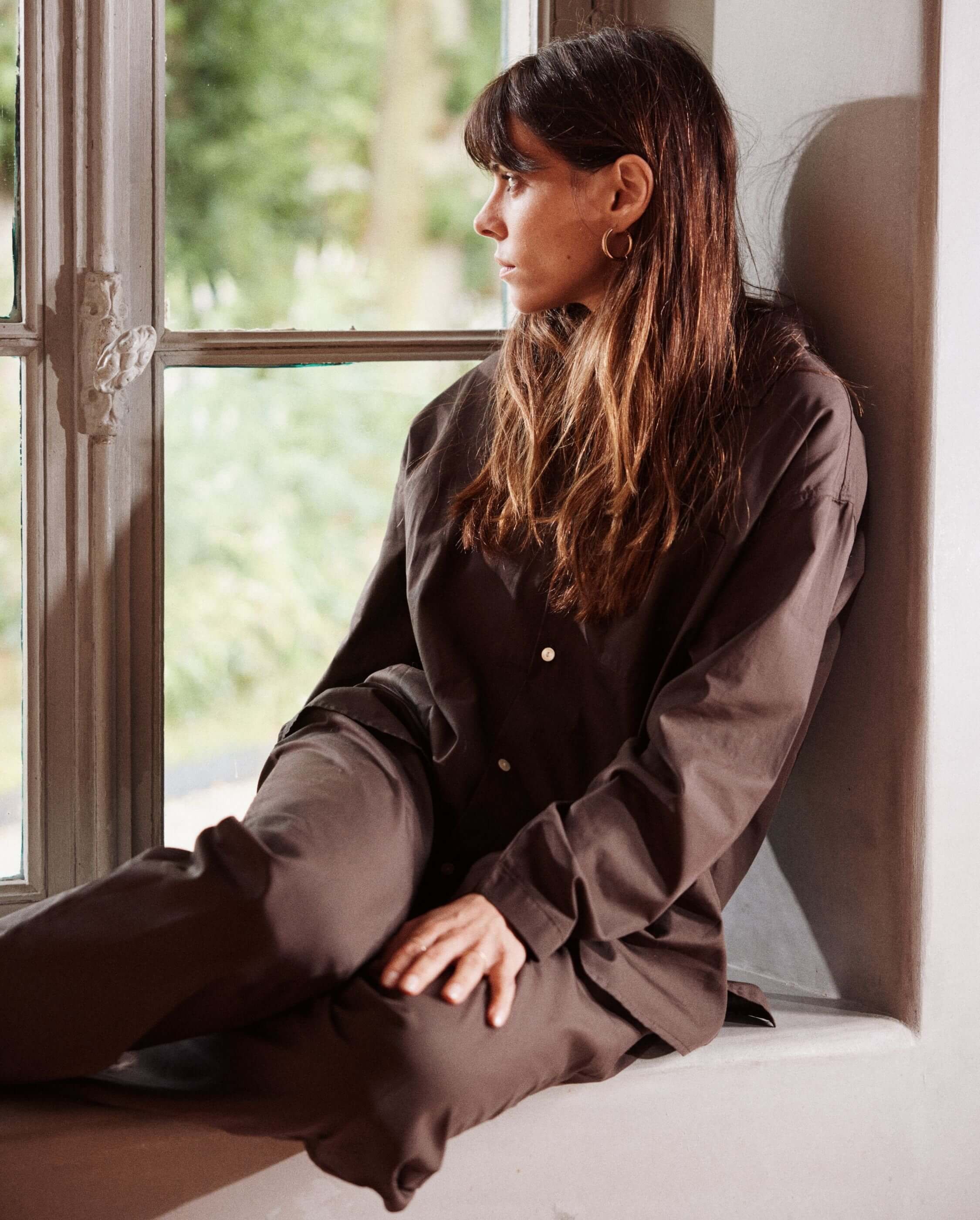 Women's organic cotton pyjama pants, chocolate ANGARDE Brown