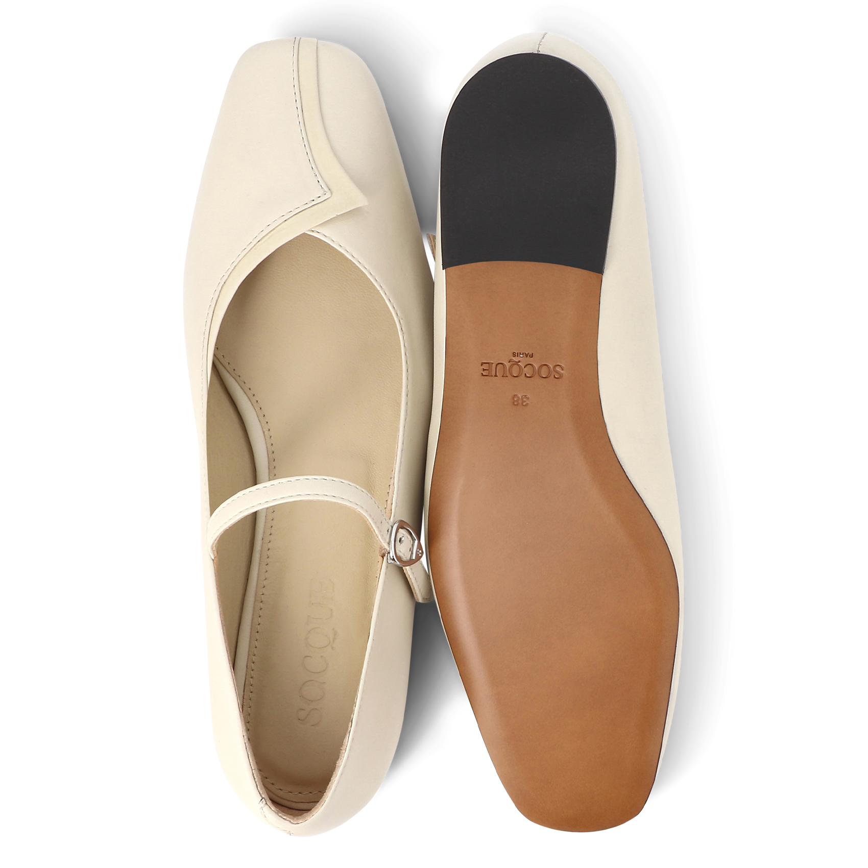 Ballerine en cuir métallisé SOCQUE PARIS Blanc