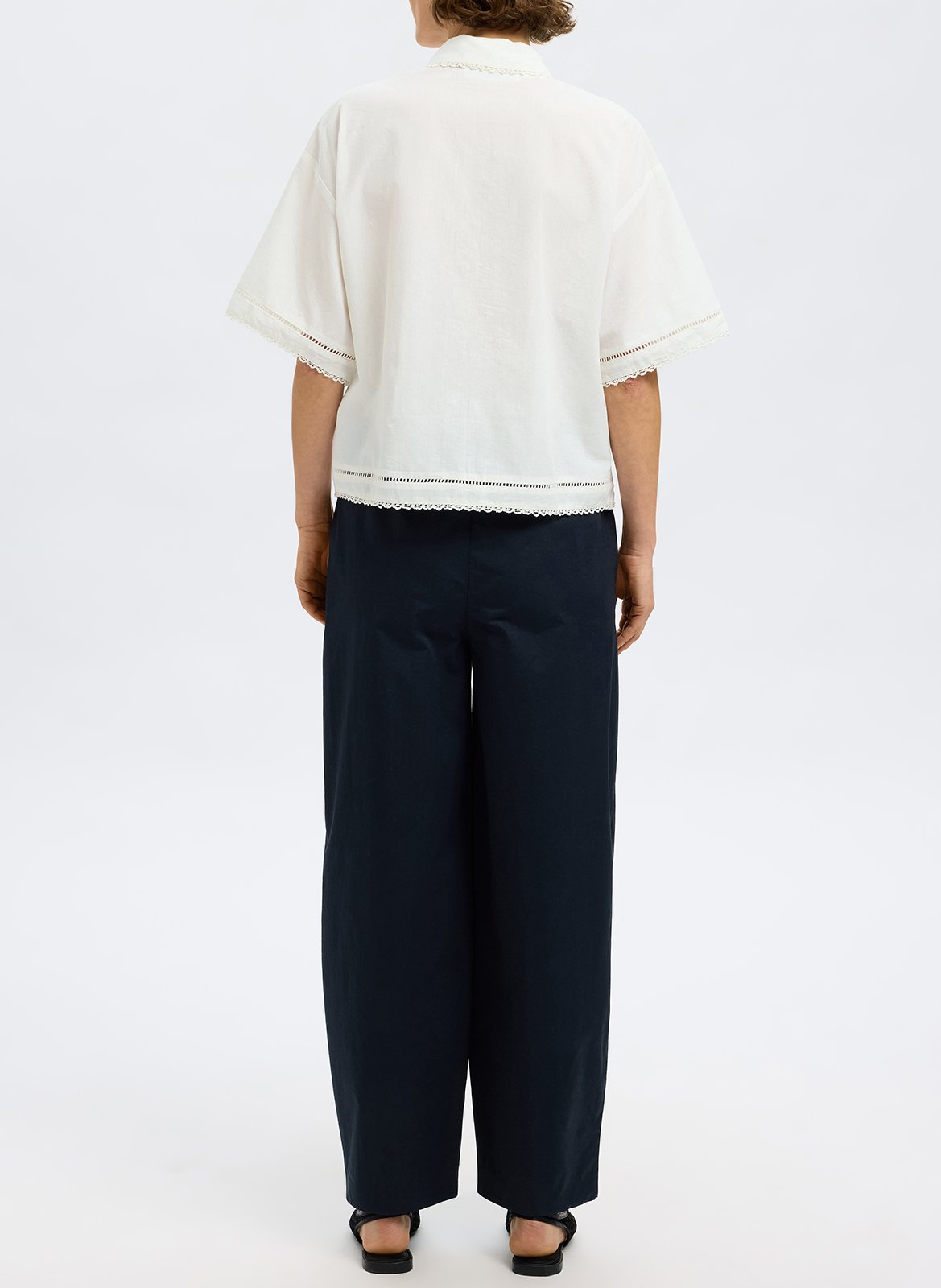 Straight shirt with lace details SELECTED White