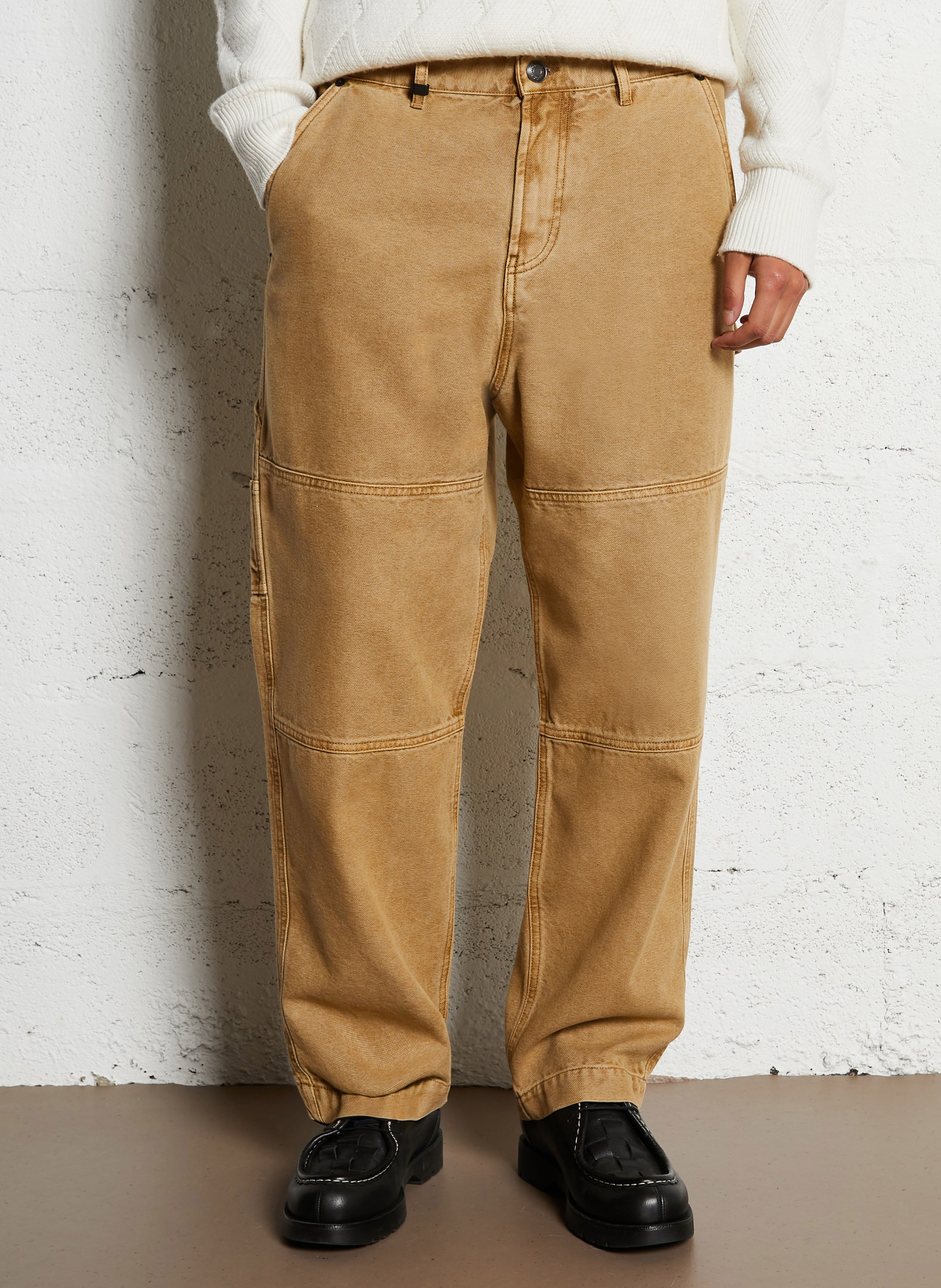 Carpenter style washed denim jeans IKKS Beige