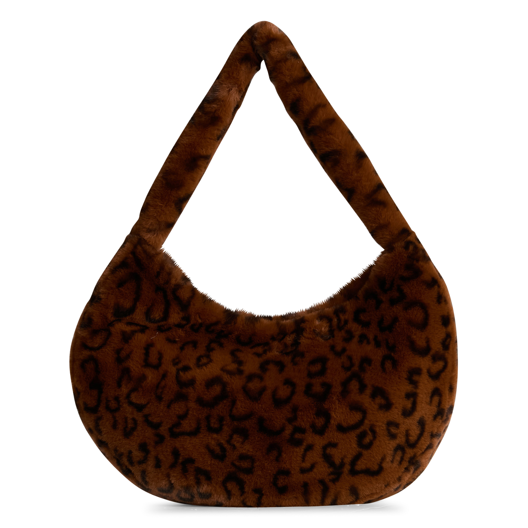 Faux fur printed handbag ONE STEP Brown