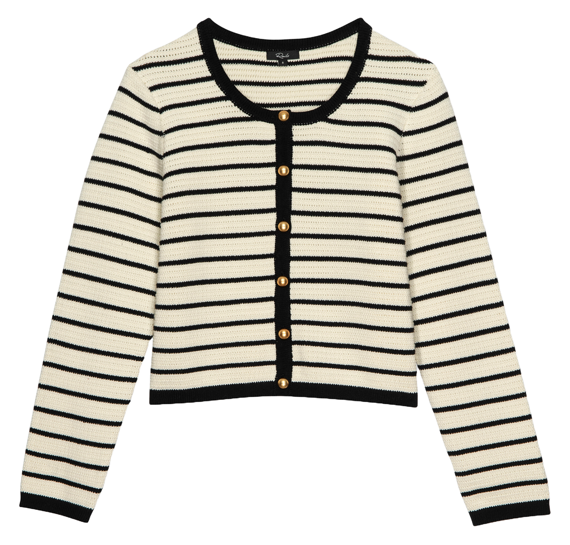 Cardigan court boutonné à rayures RAILS Multicolore