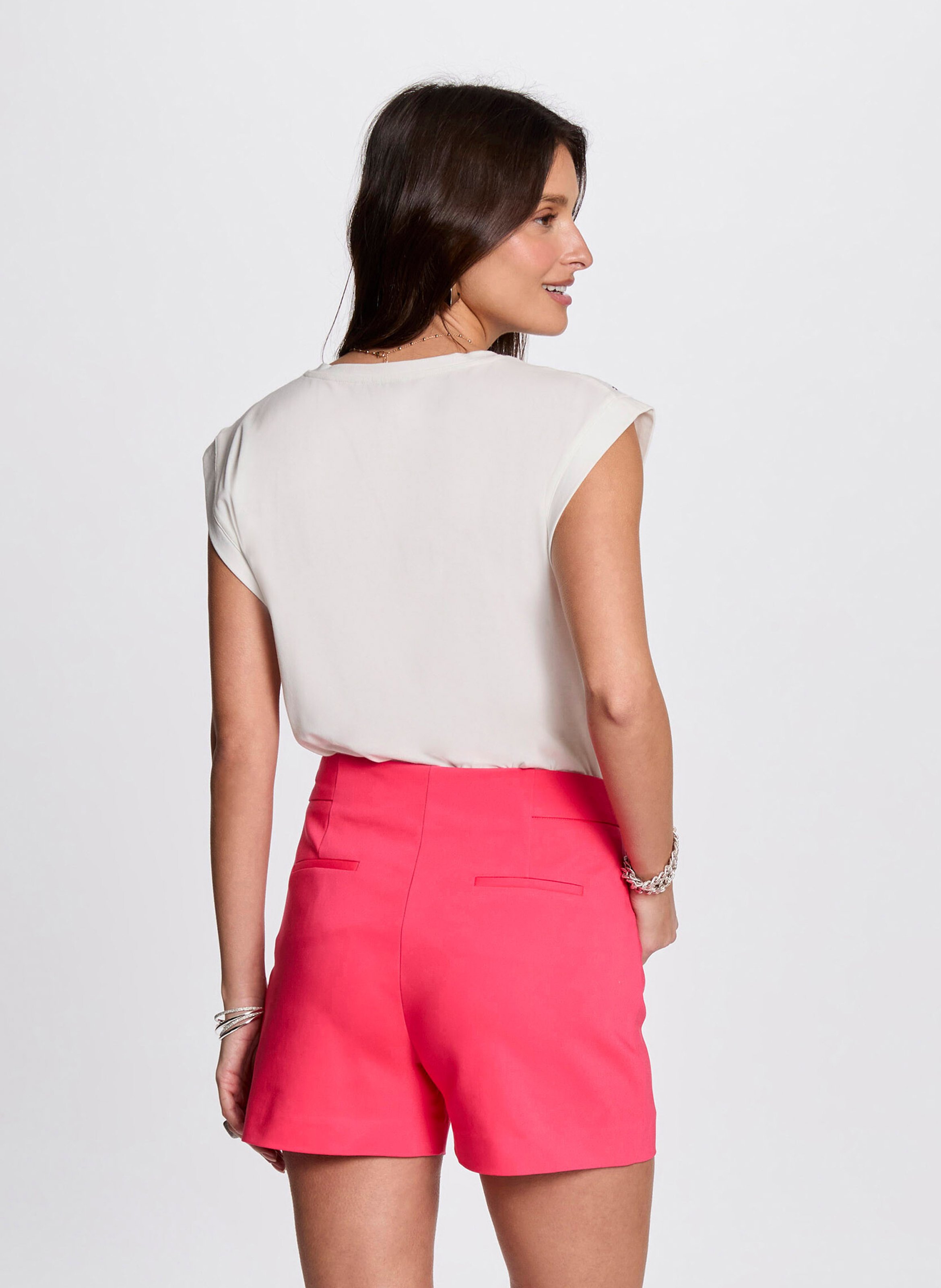 Tee-shirt col v en coton mélangé  MORGAN Blanc