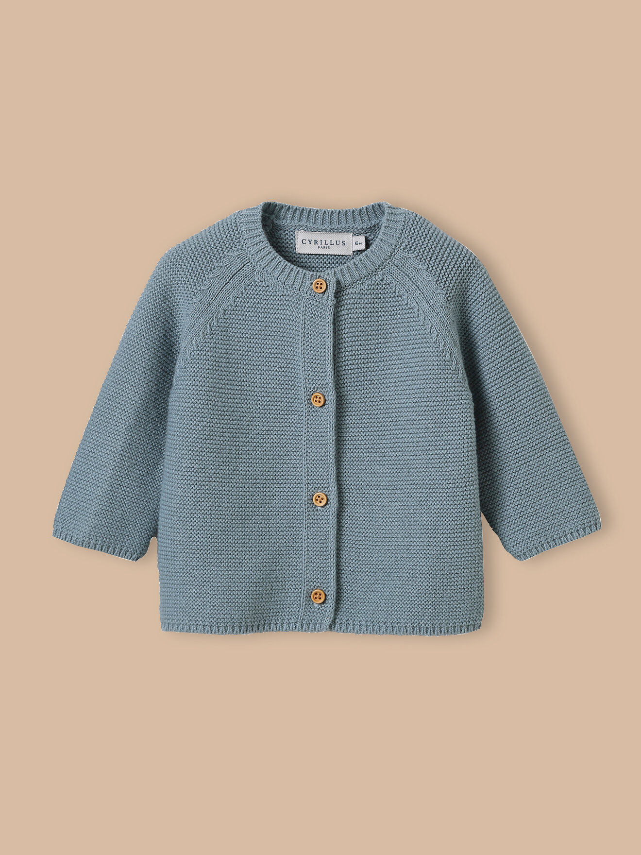 Organic cotton and wool cardigan CYRILLUS Blue