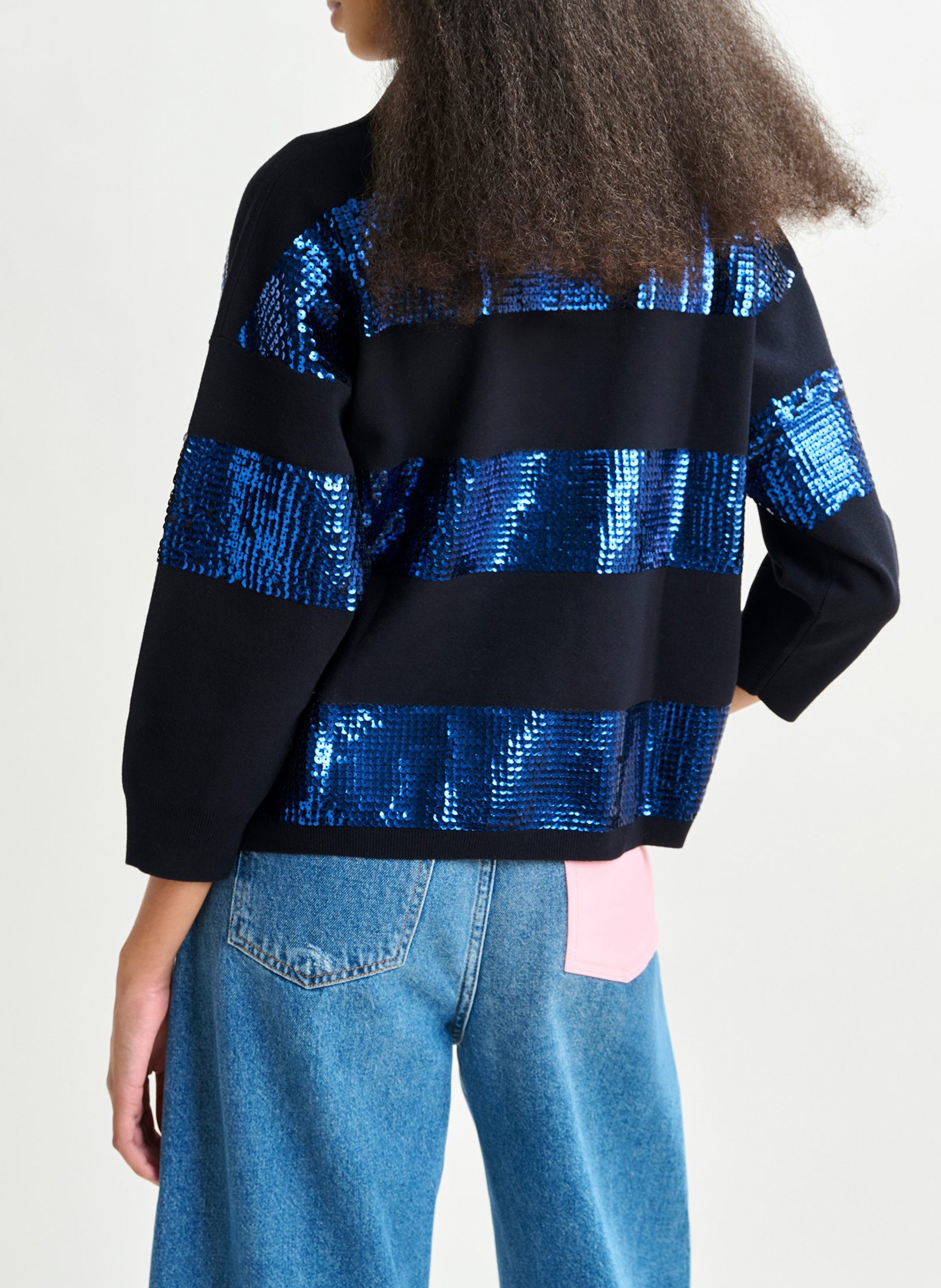 Polo ample à rayures sequins ESSENTIEL ANTWERP Bleu