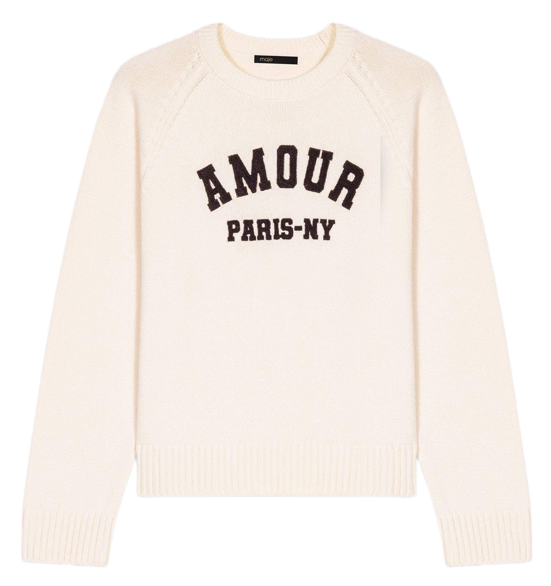 Sweat col rond en laine mélangée MAJE Beige