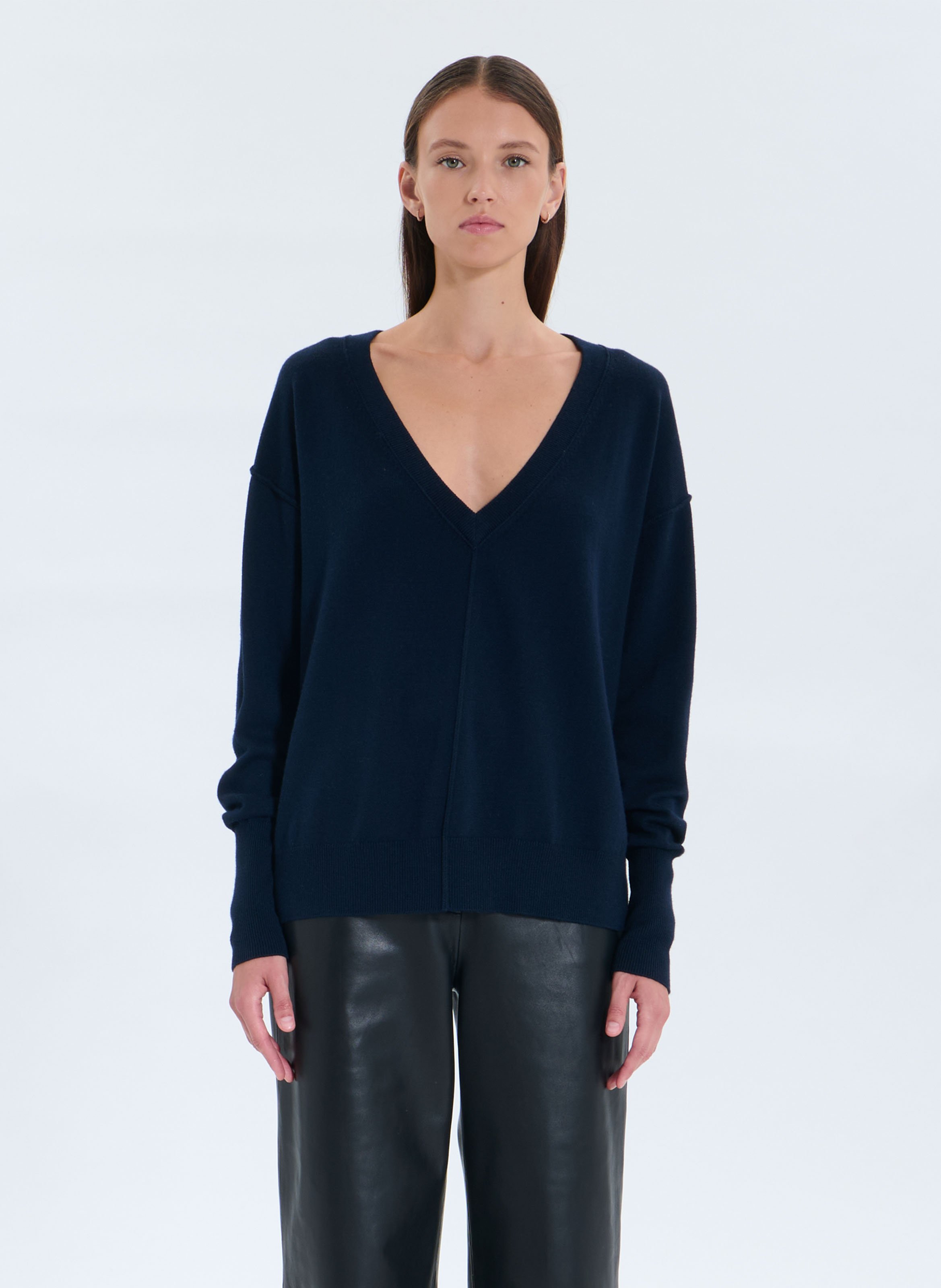Fitted V-neck sweater ZAPA
