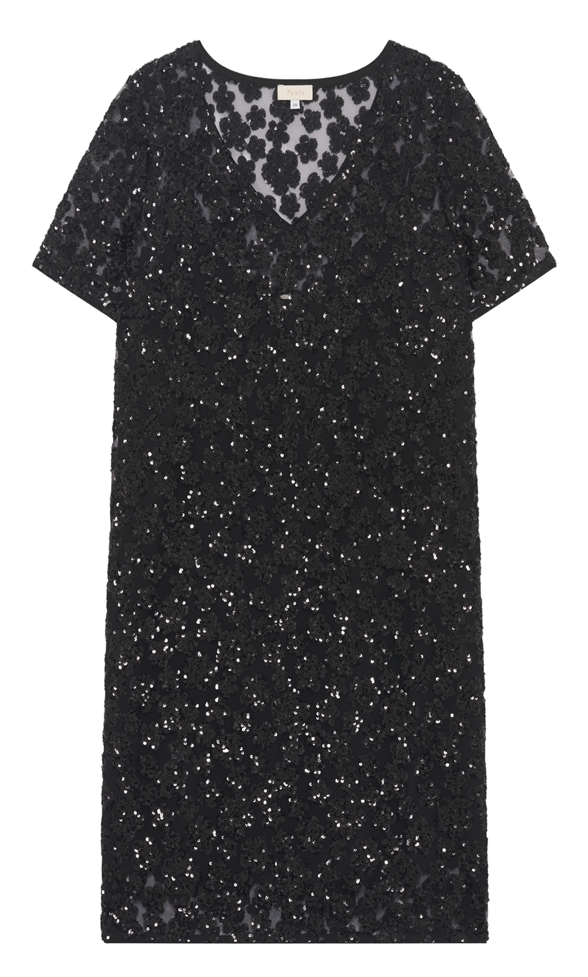 Robe courte à sequins col v PABLO Noir