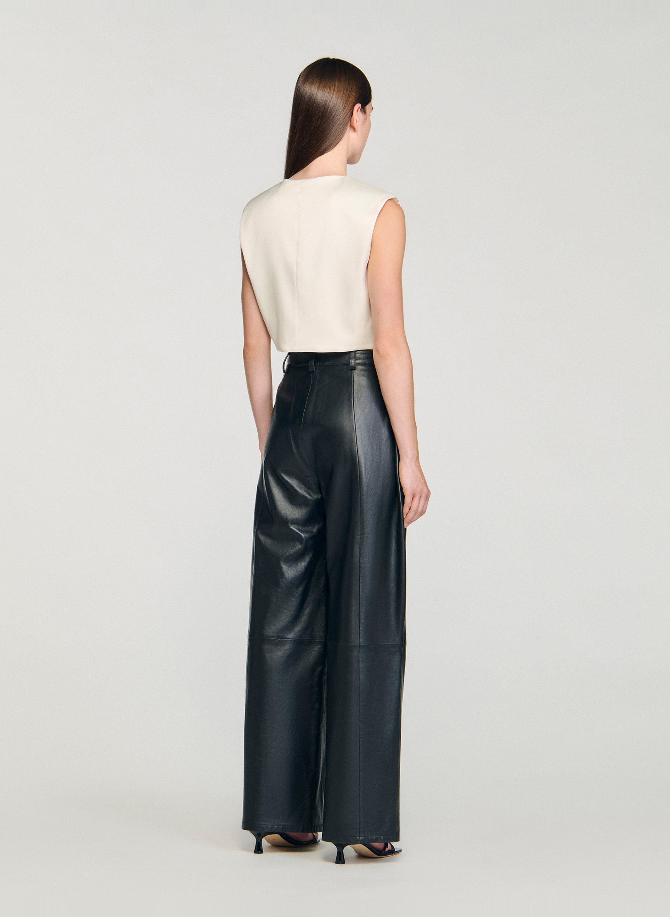 Mouwloze satijnen top met strikken SANDRO Wit