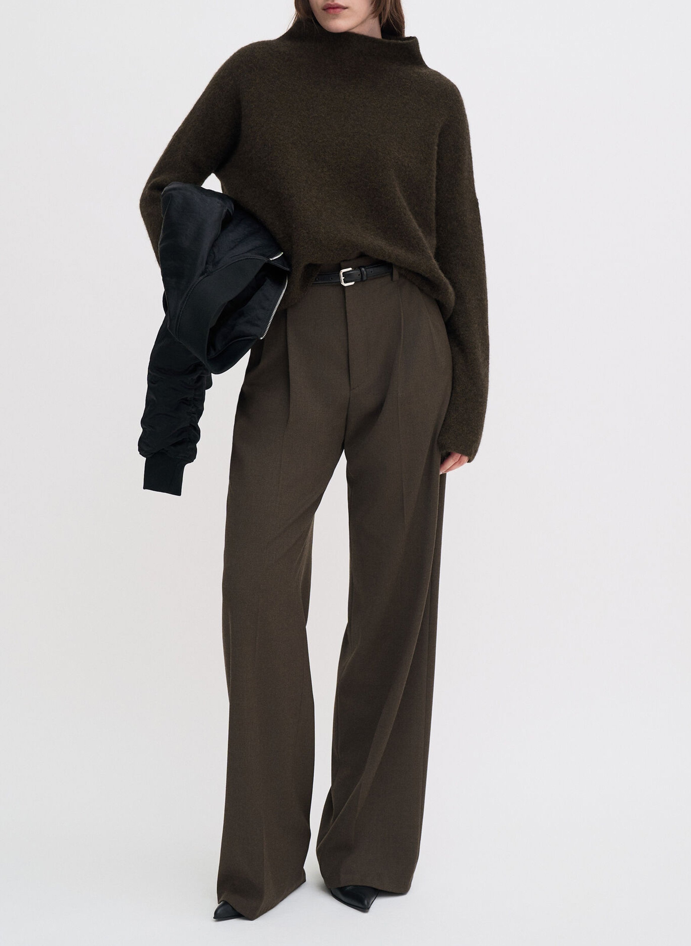 Pull col montant en laine mélangée FILIPPA K Kaki