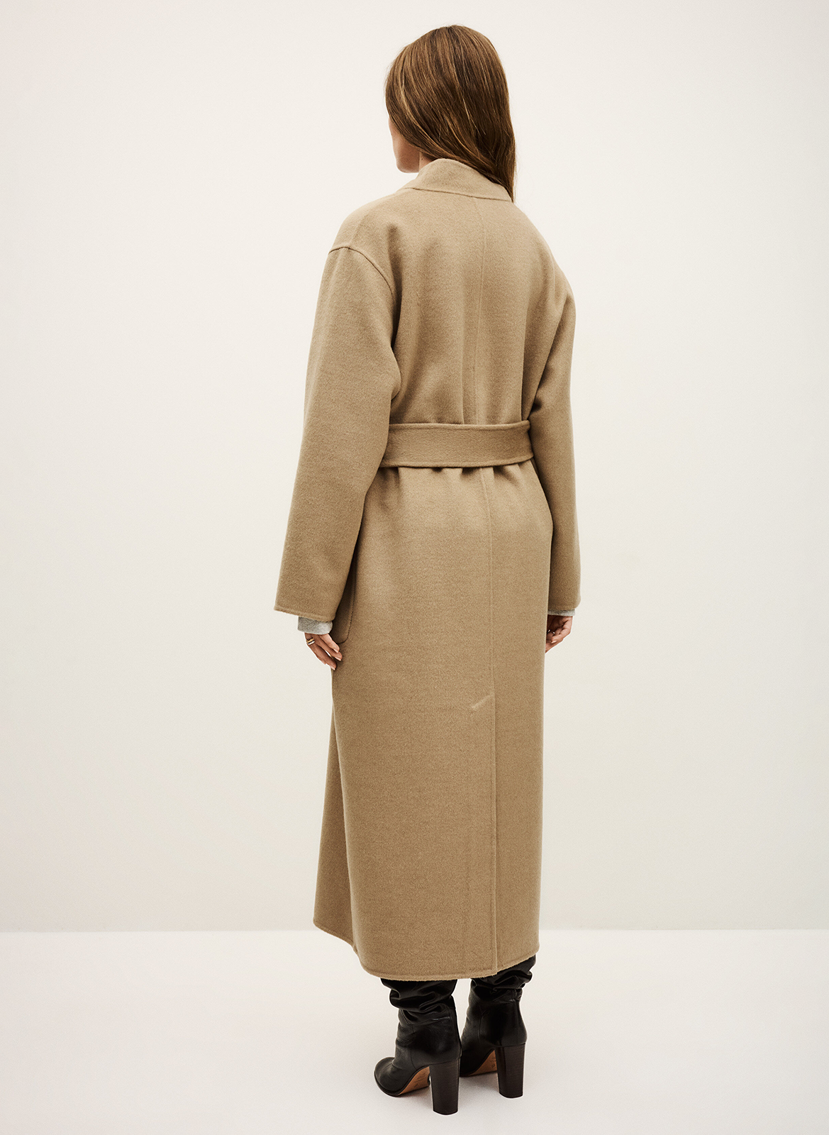 Long wool blend v-neck coat BA&SH Brown