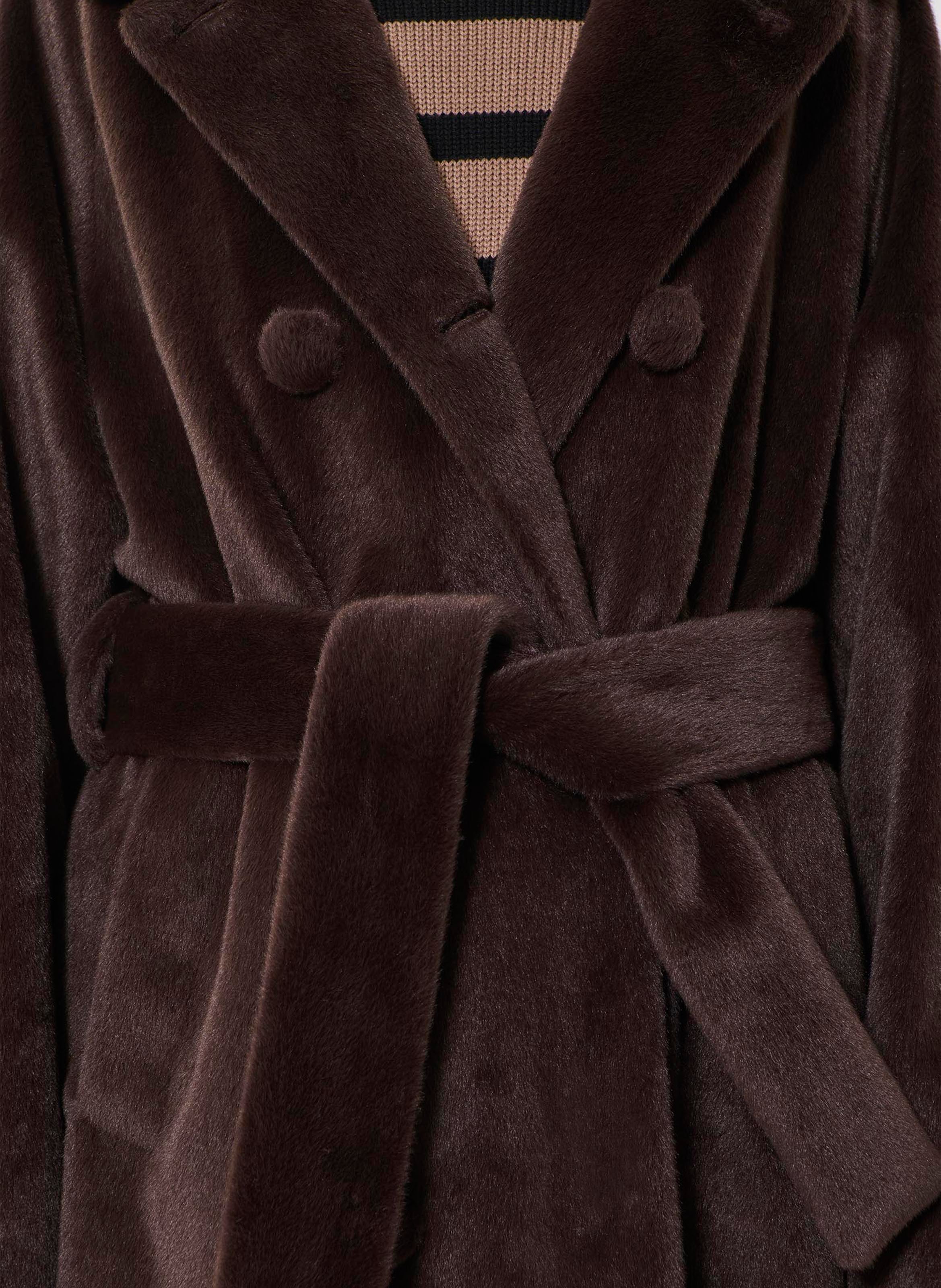 Classic straight coat with faux fur collar TARA JARMON Brown