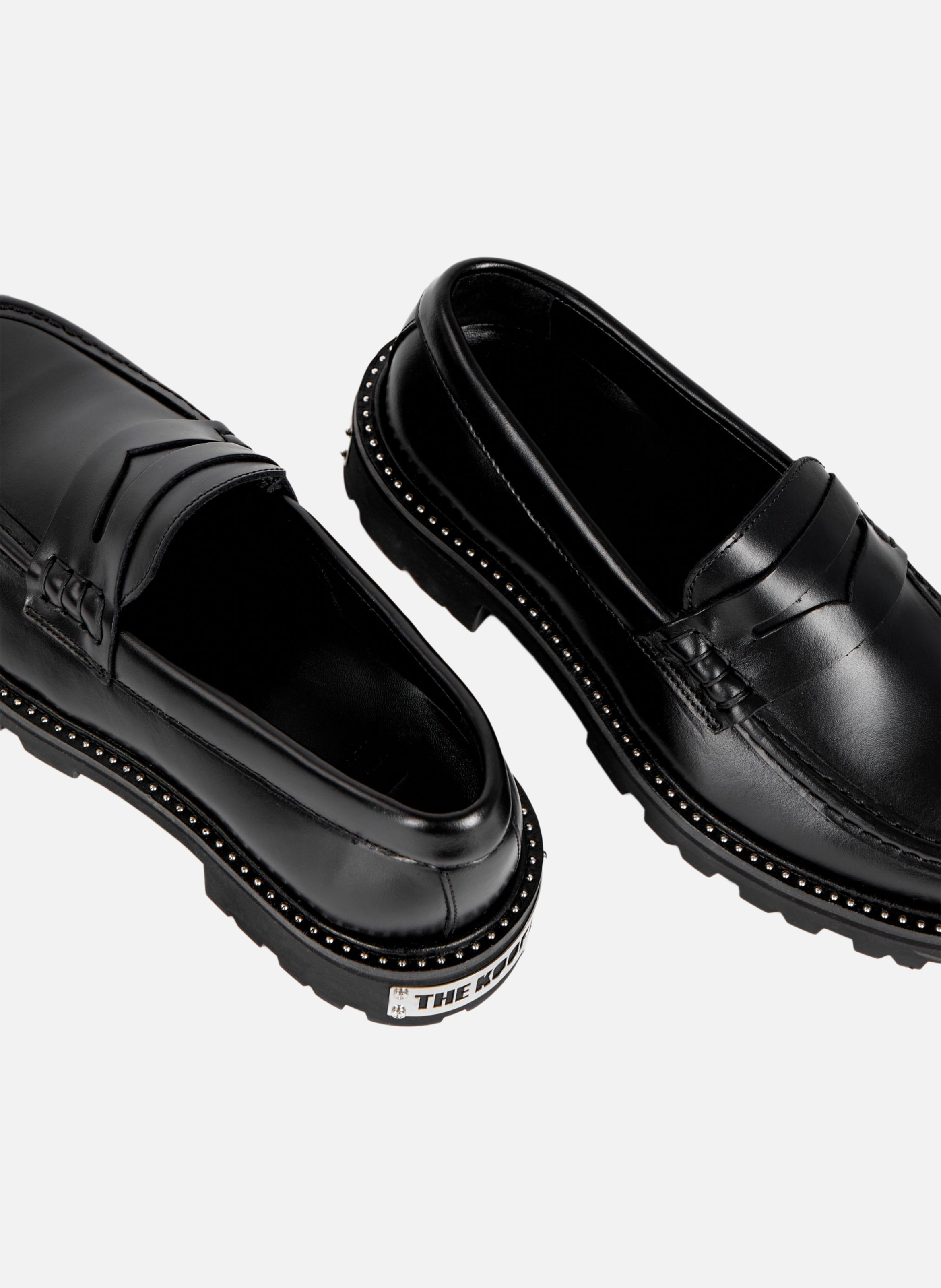 Leather moccasins with serrated sole THE KOOPLES Black