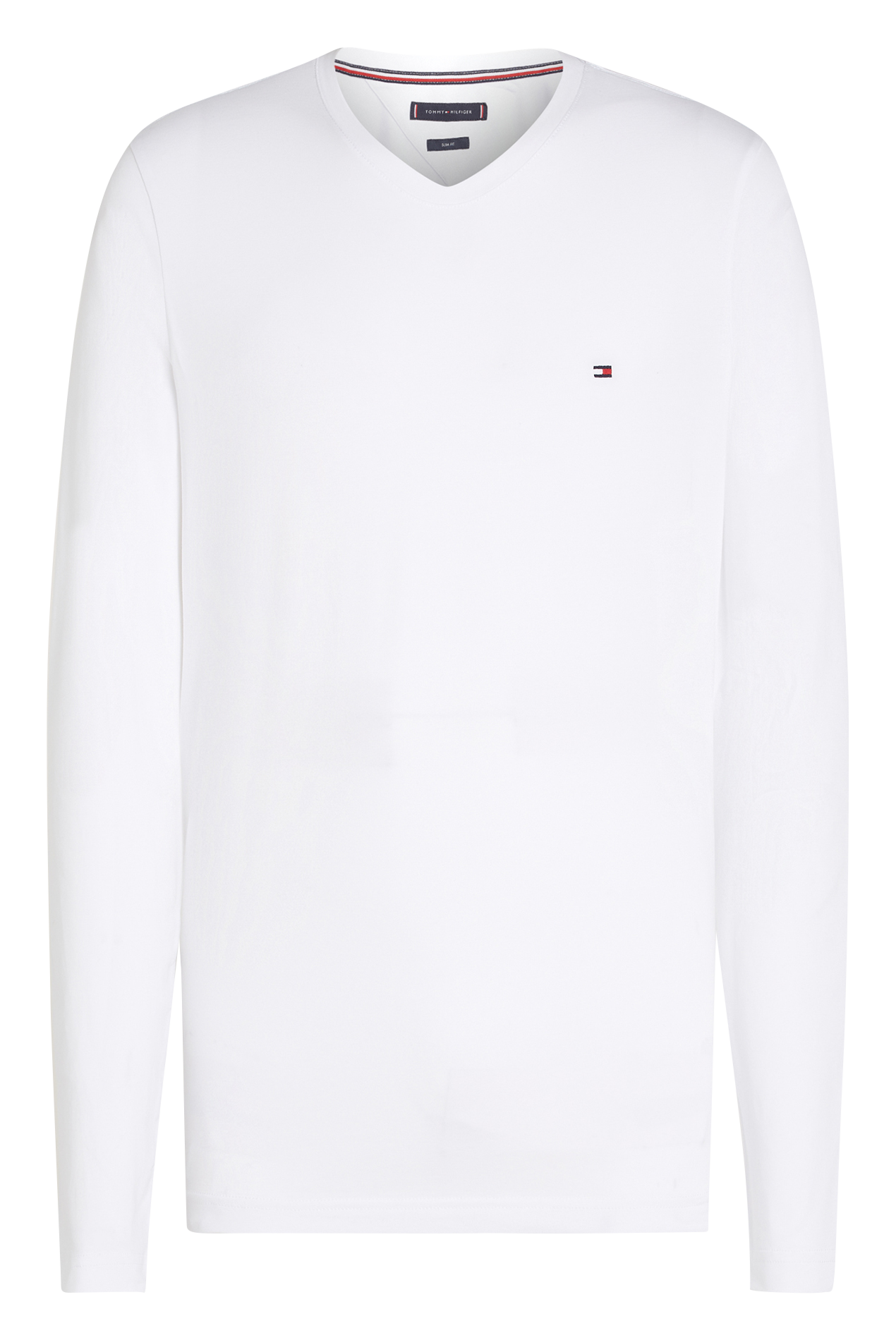 Regular-fit embroidered organic cotton T-shirt with round neck TOMMY HILFIGER White