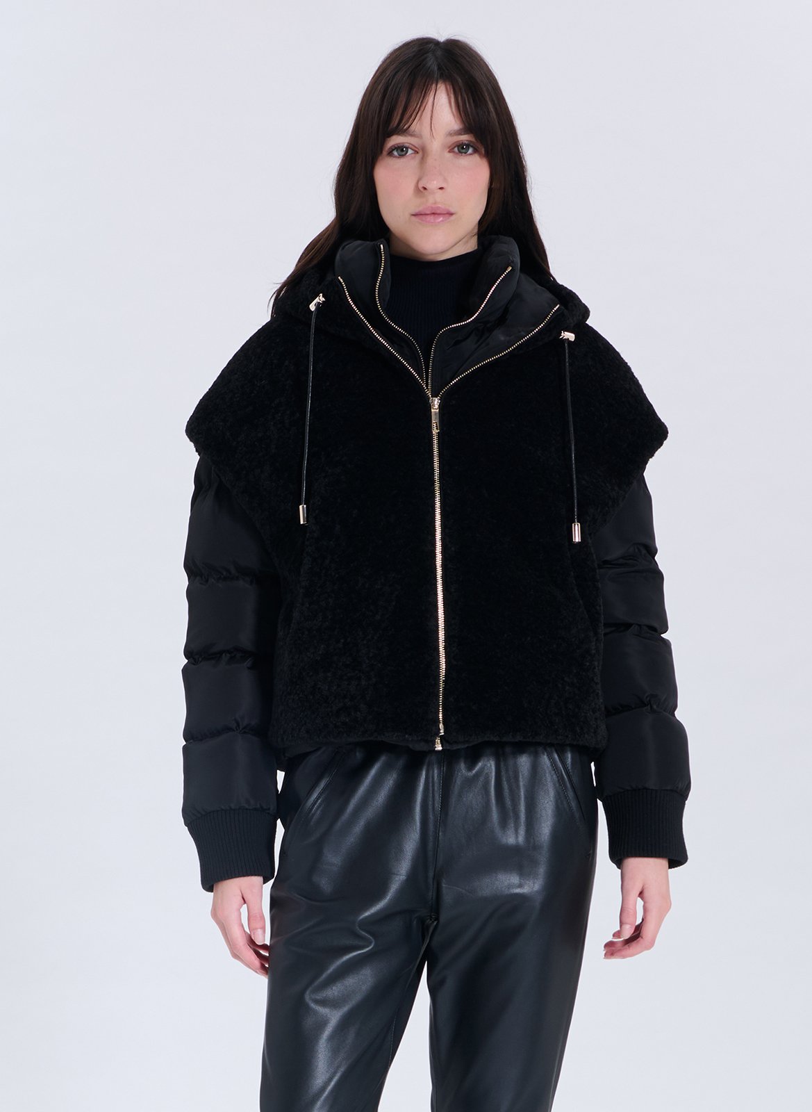High-neck coat with hood ZAPA Black