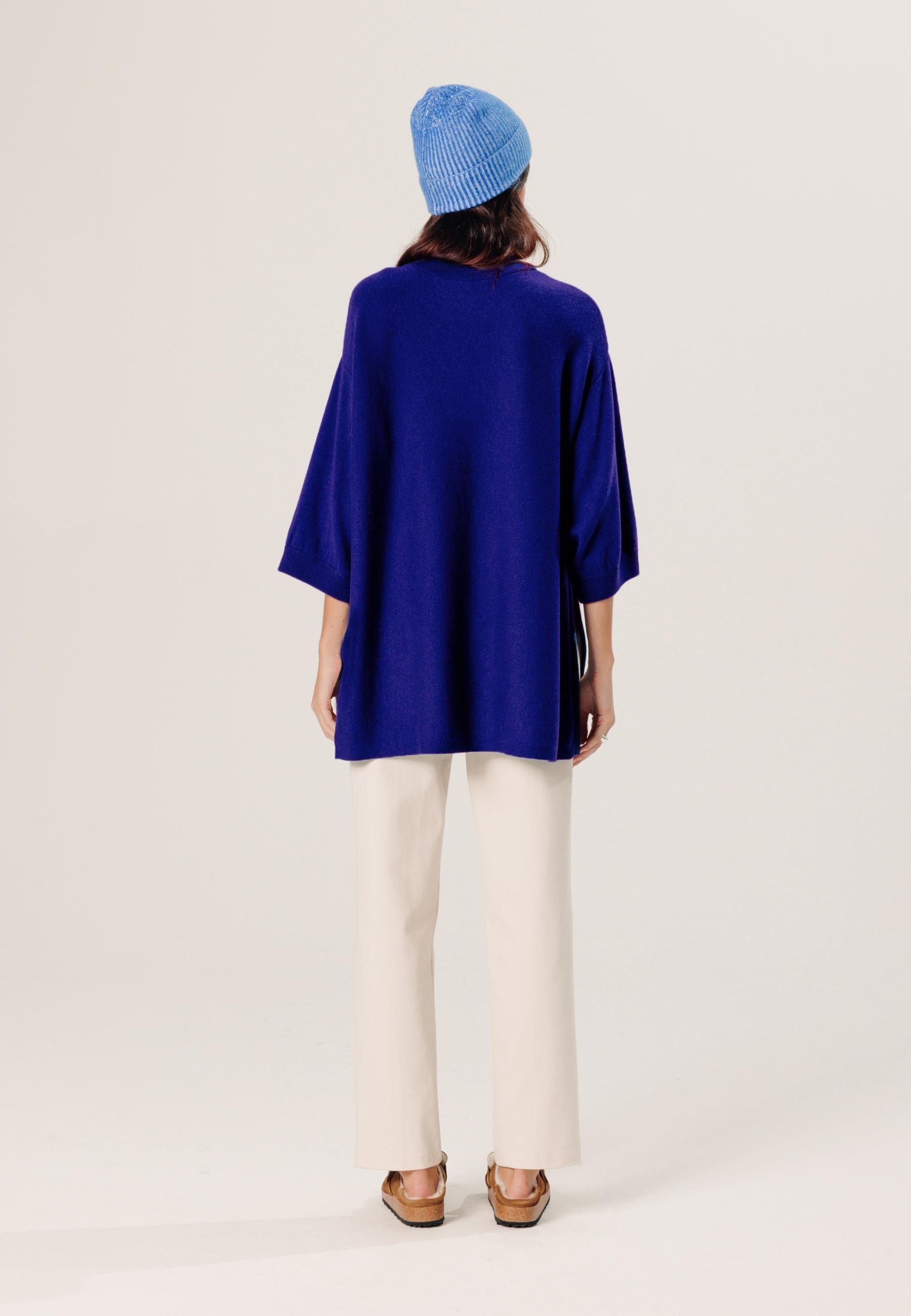 Cashmere 3/4 sleeve poncho RODIER Blue