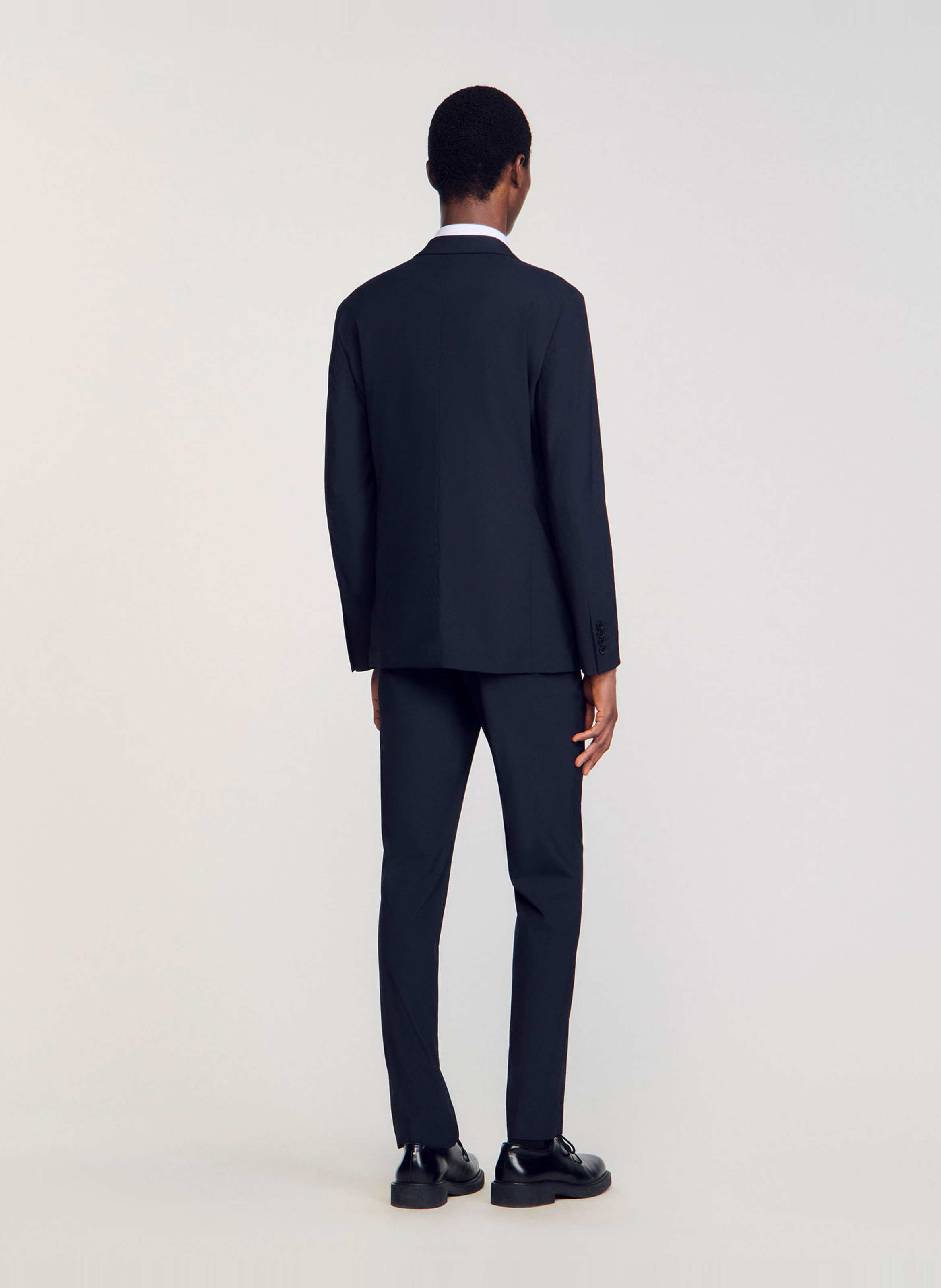 Veste de costume droite en laine mélangée SANDRO Bleu