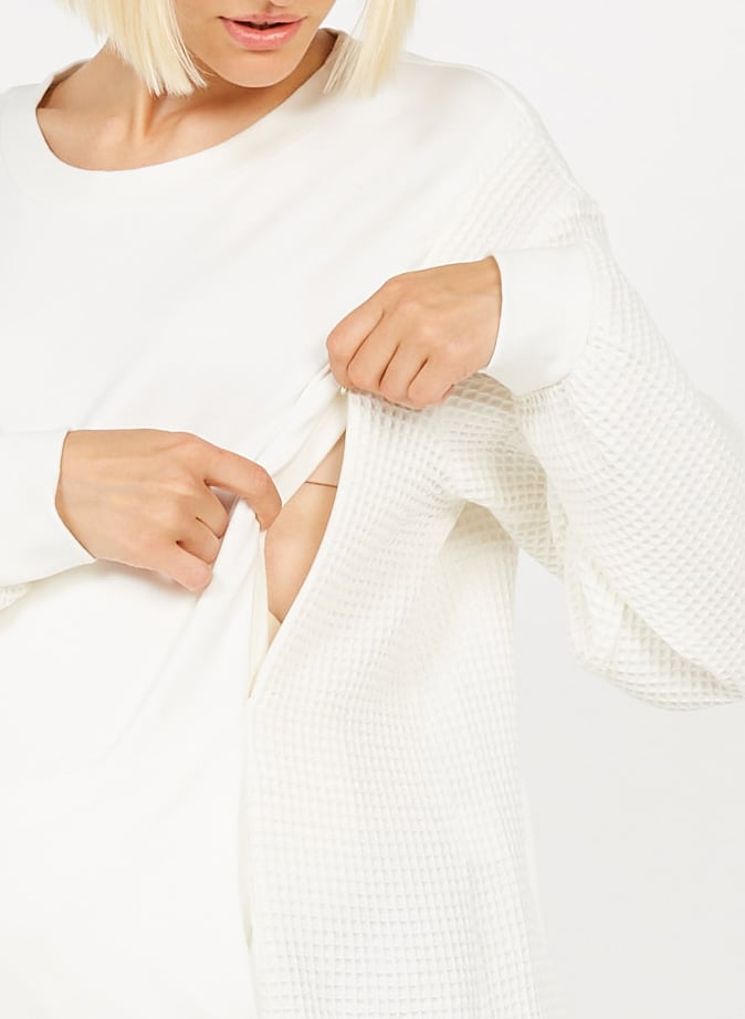 Long-sleeved cotton maternity top POLINA White