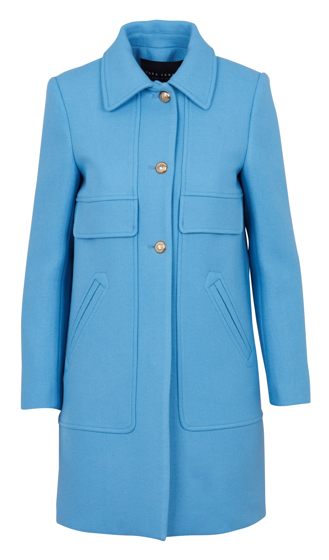 Manteau droit col classique en laine mélangée TARA JARMON Bleu