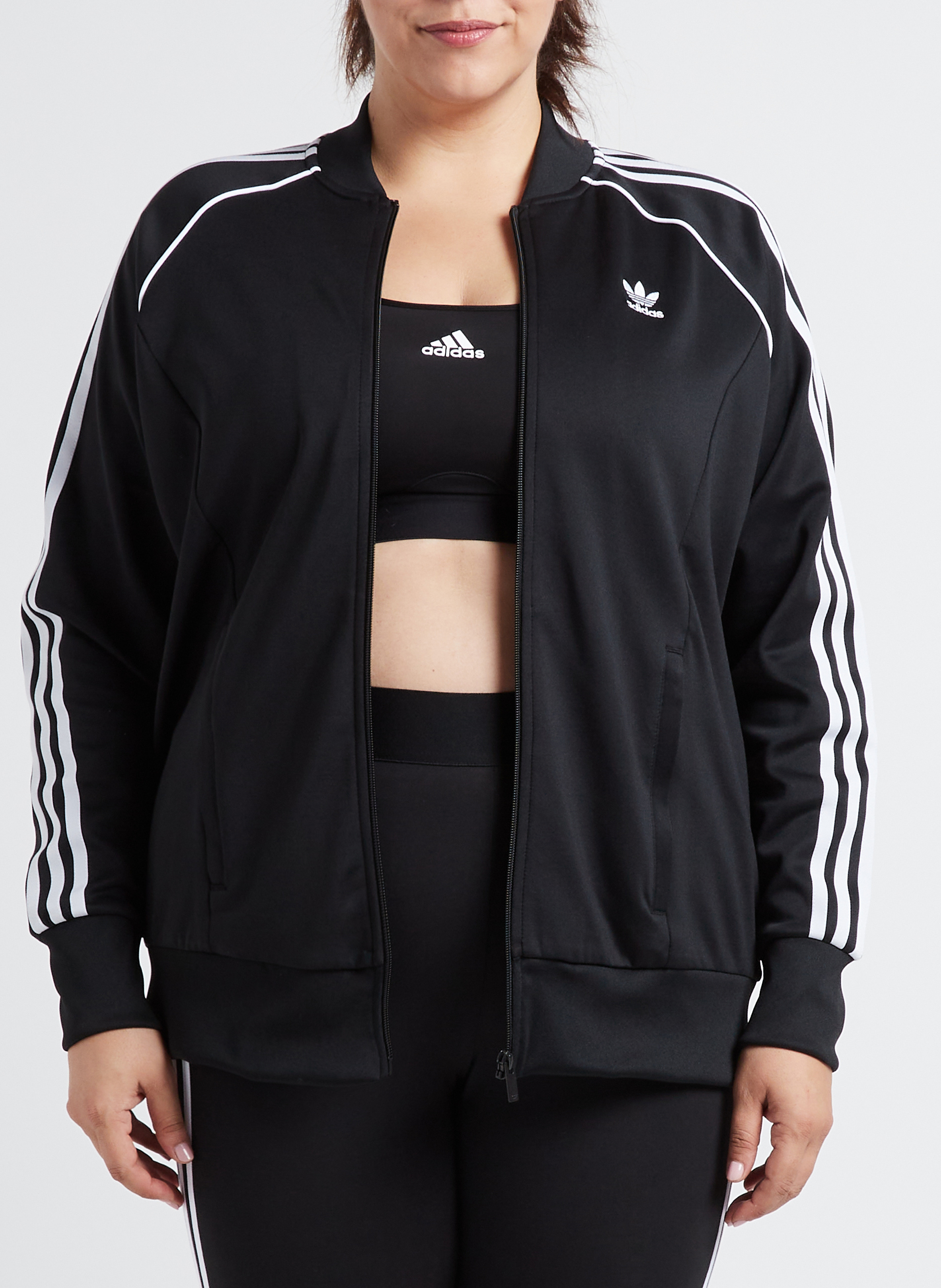 Jacke mit College-Kragen und Drei-Streifen-Dekor ADIDAS Schwarz