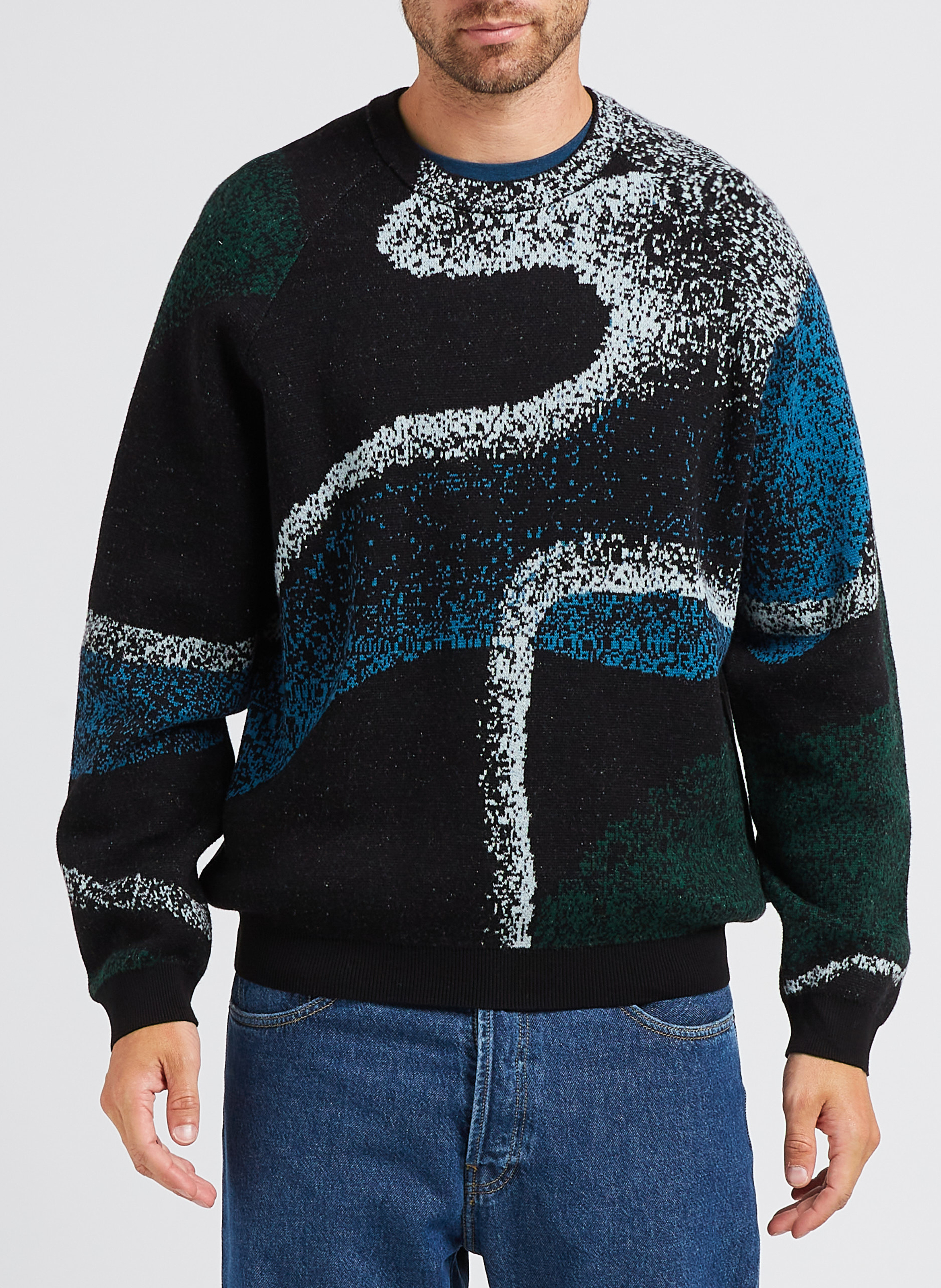 Rechte trui van biokatoen met ronde hals en print PAUL SMITH Zwart