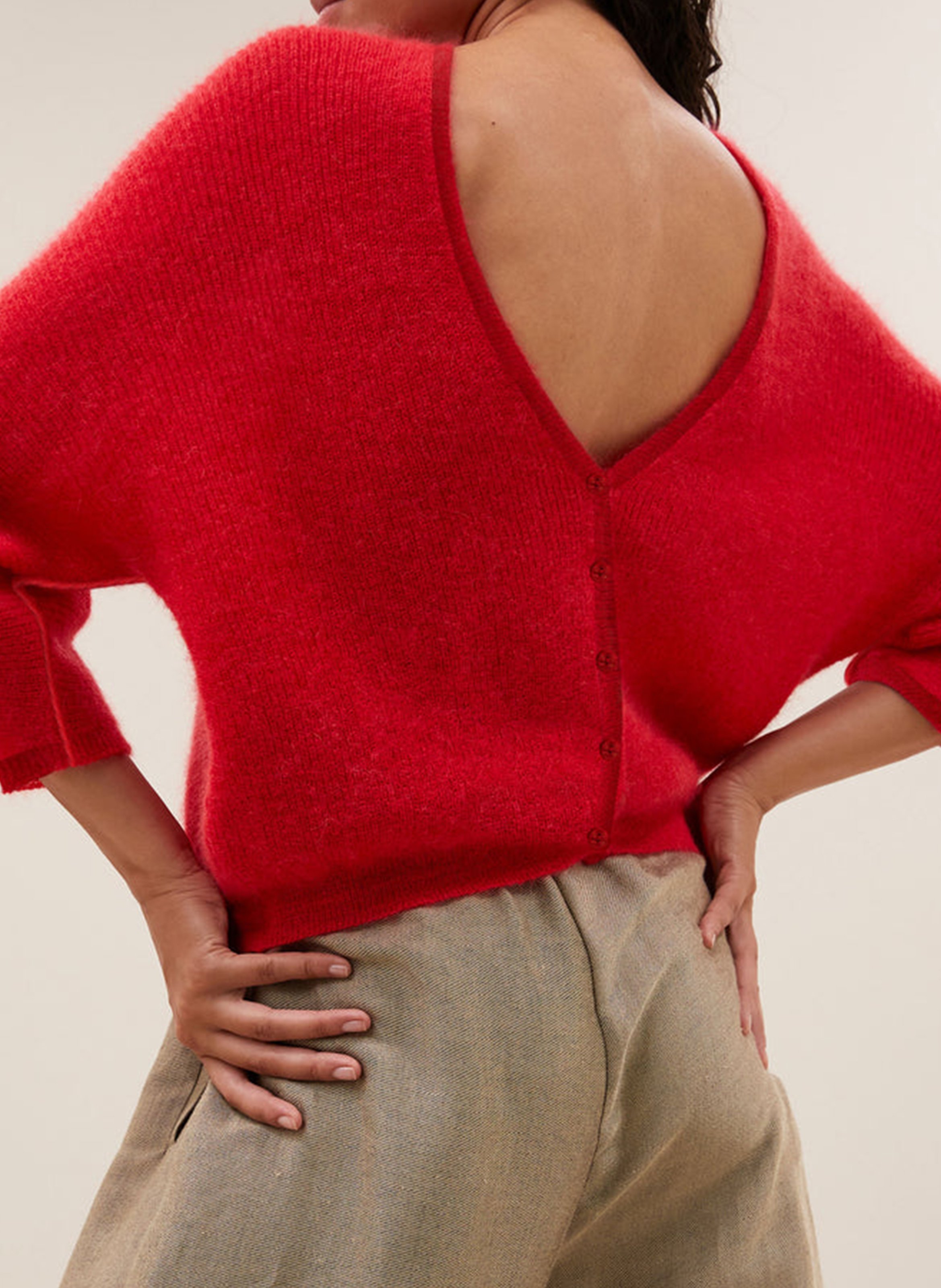 Recht, gebreid vest BY BAR Rood