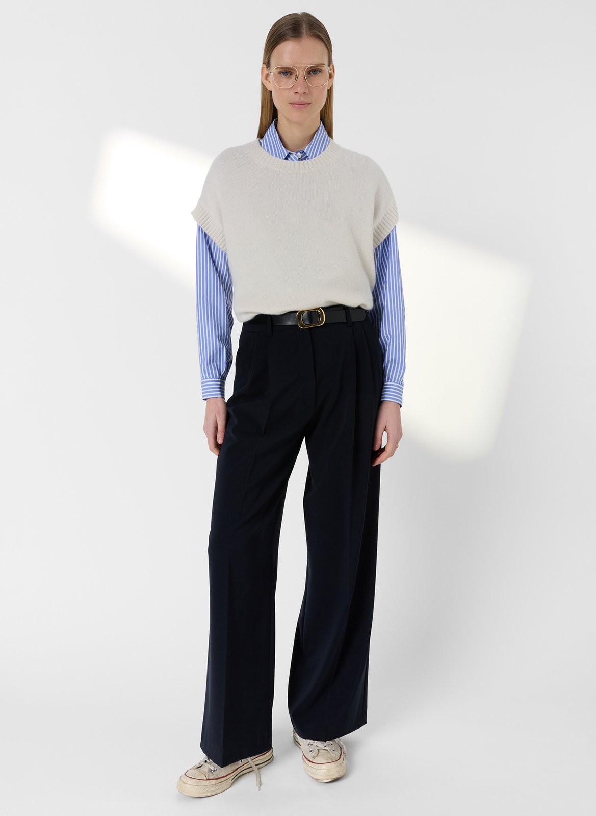 Pull droit col rond en cachemire GERARD DAREL Beige