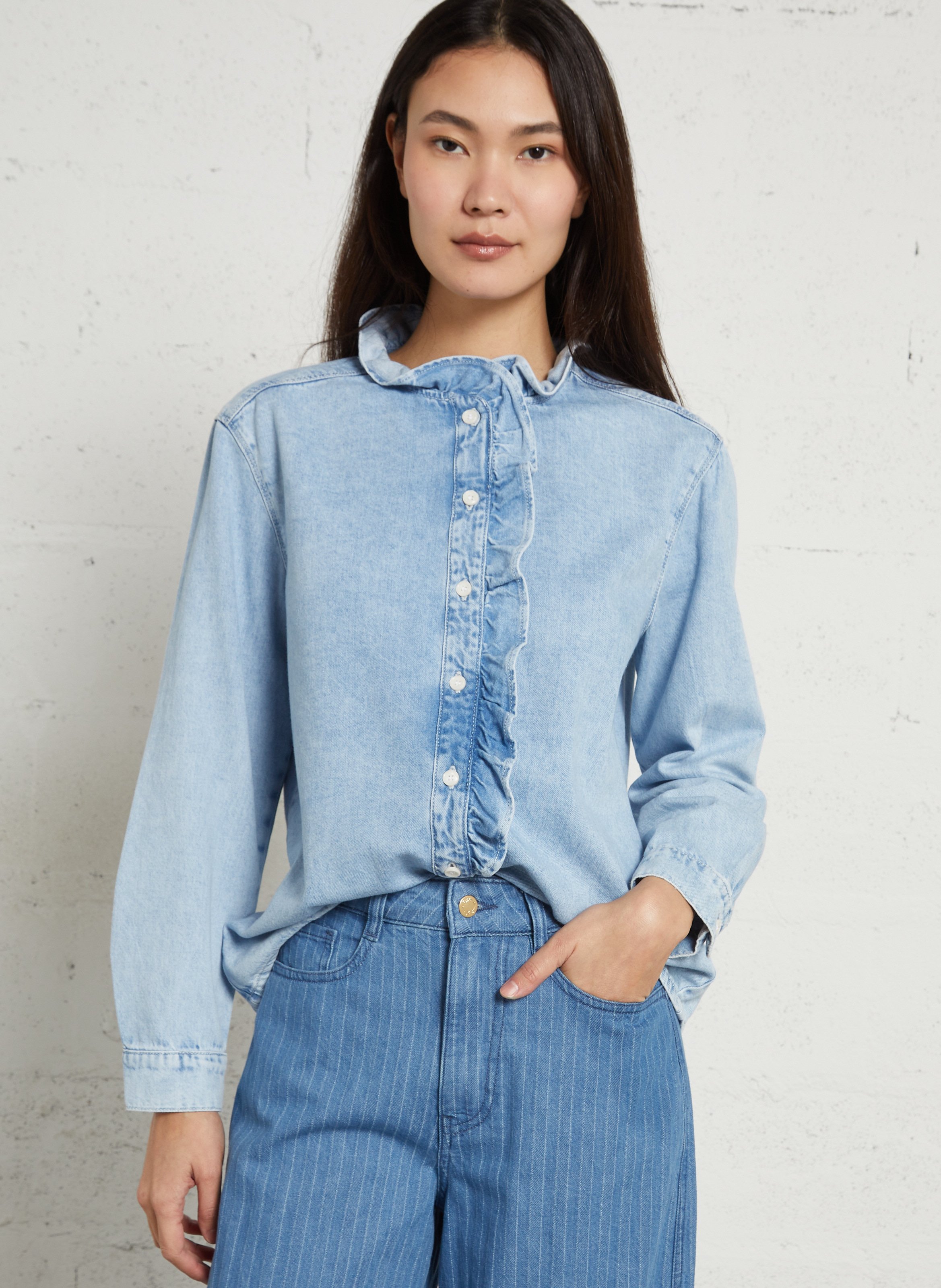 Chemise en denim DES PETITS HAUTS Bleu