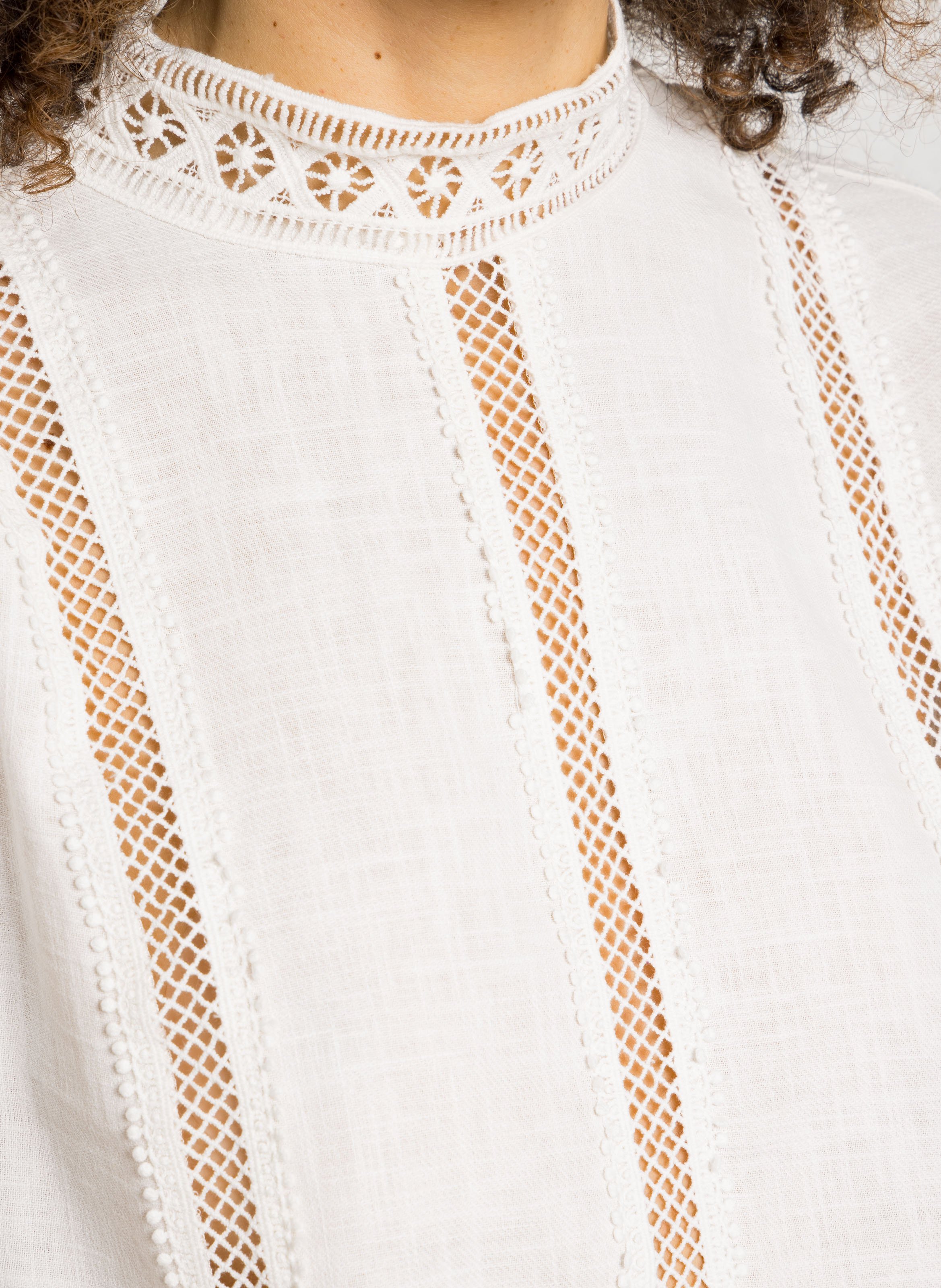 Knopfleistentop aus Baumwolle und Leinenmischung SEE U SOON Weiss