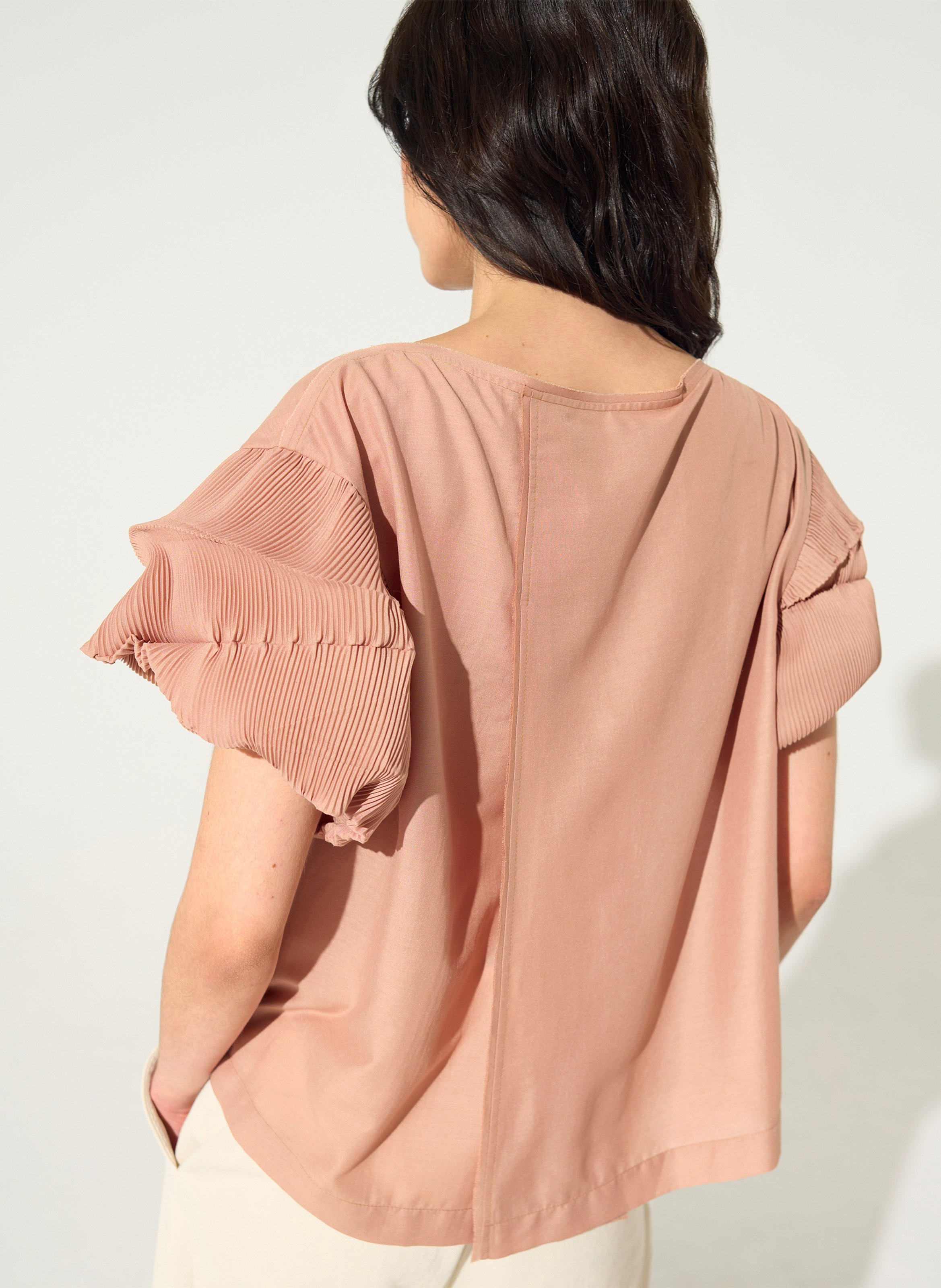 Weit geschnittenes Rundhals-Top COTELAC Rosa