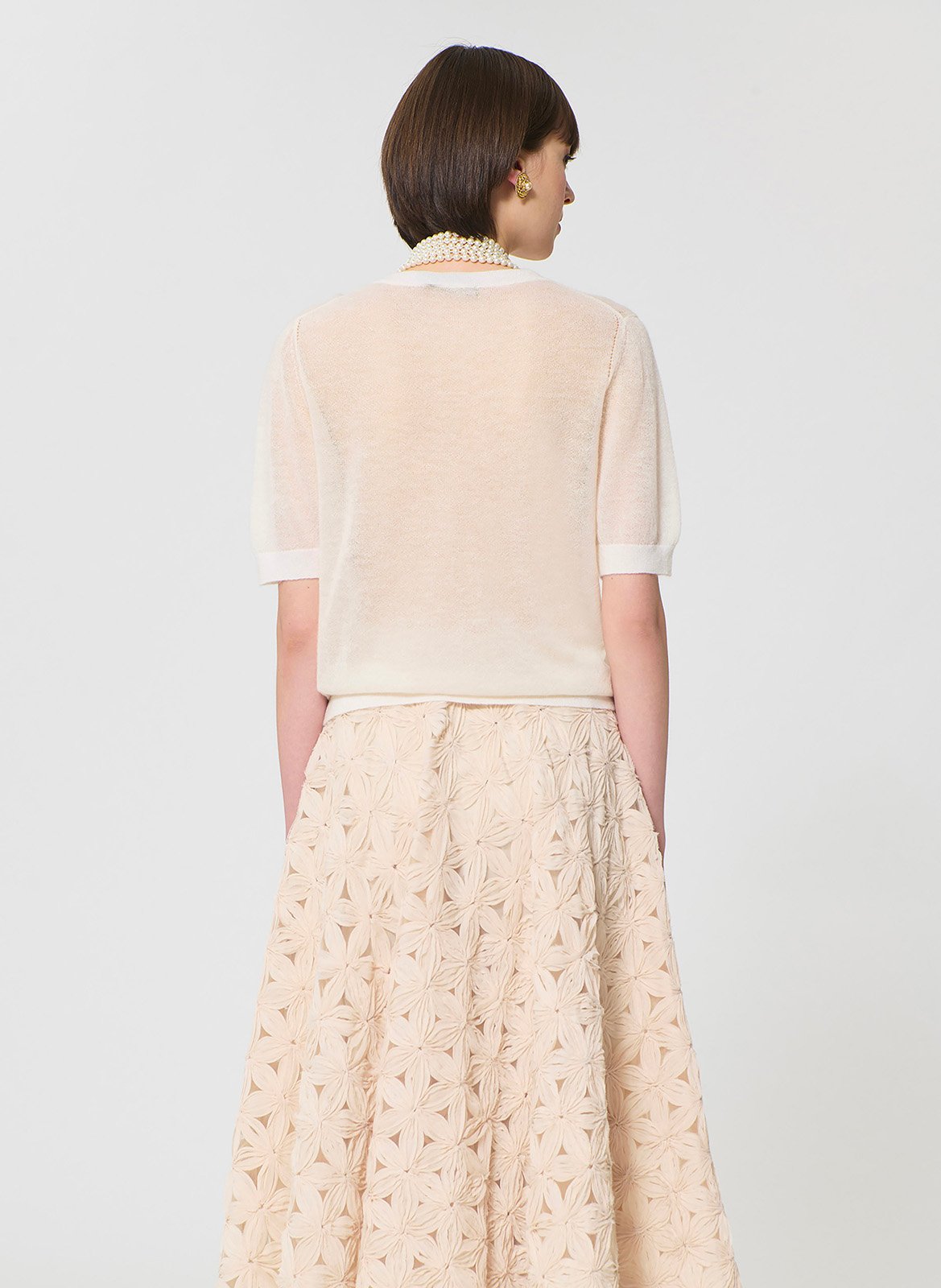 Kortemouwige ronde hals cardigan uni TARA JARMON Beige