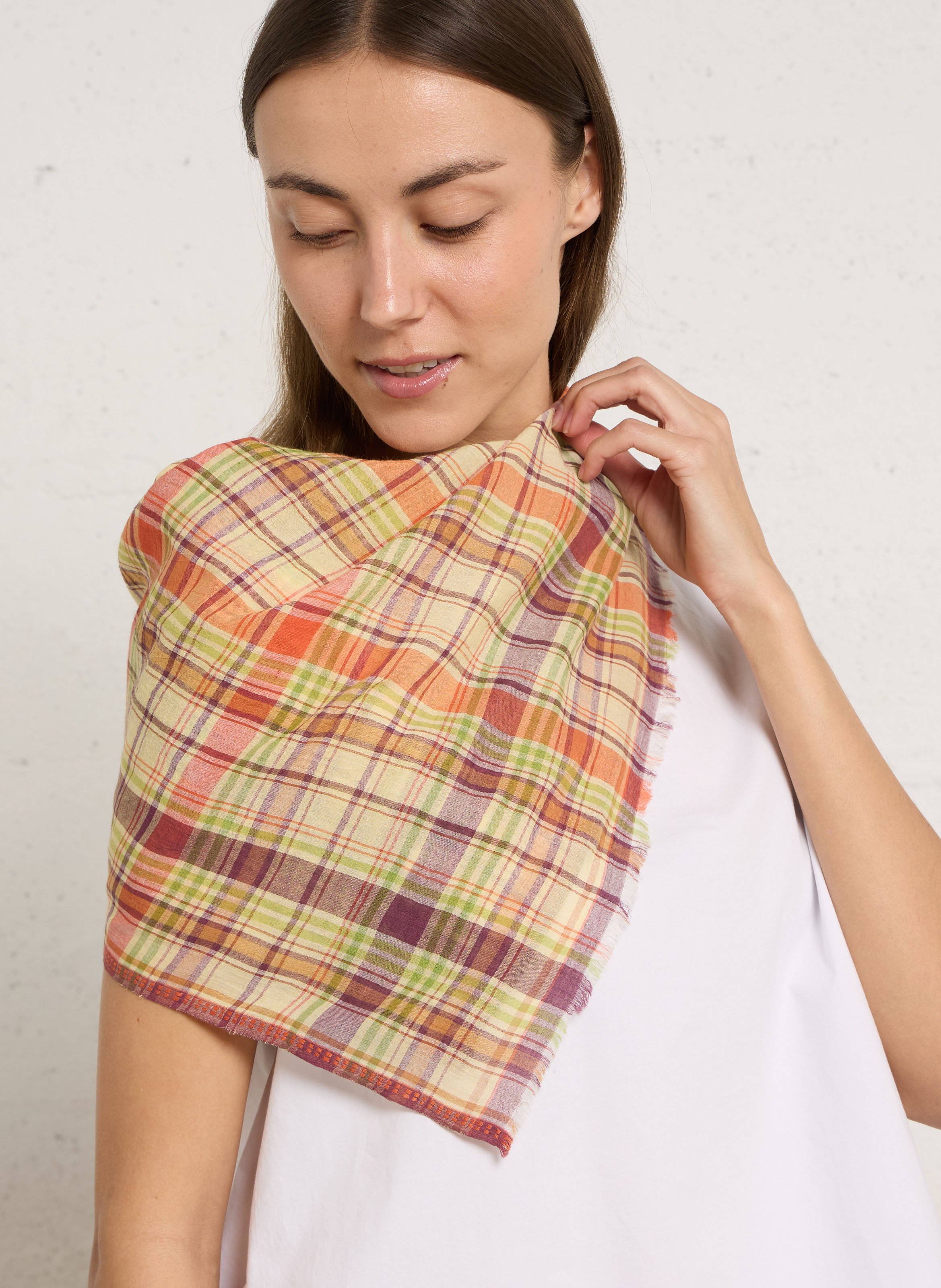 Checked cotton scarf MOISMONT Red