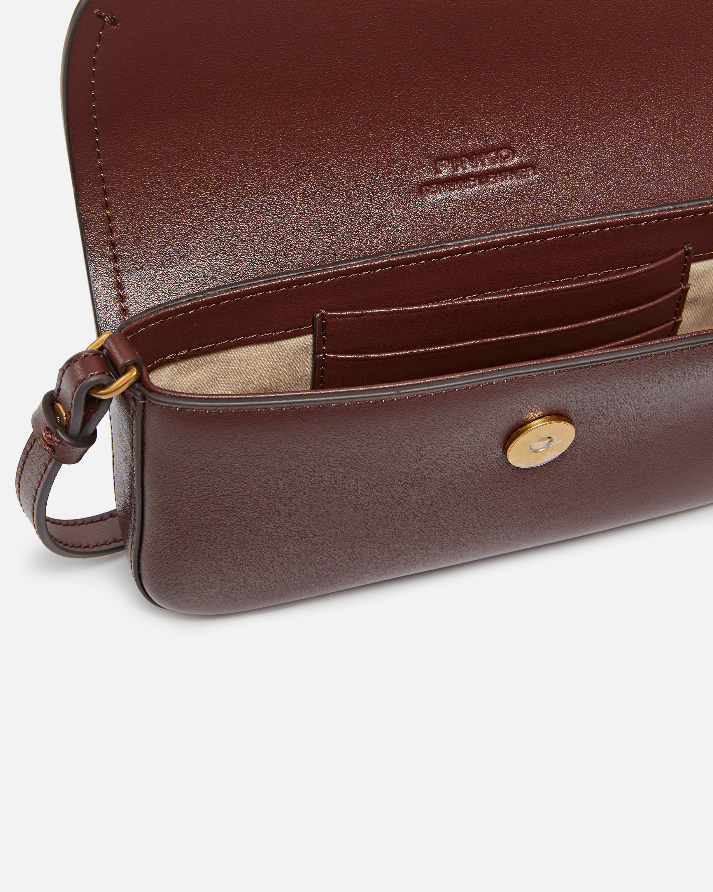 Medium leather saddle flat shoulder bag PINKO Golden