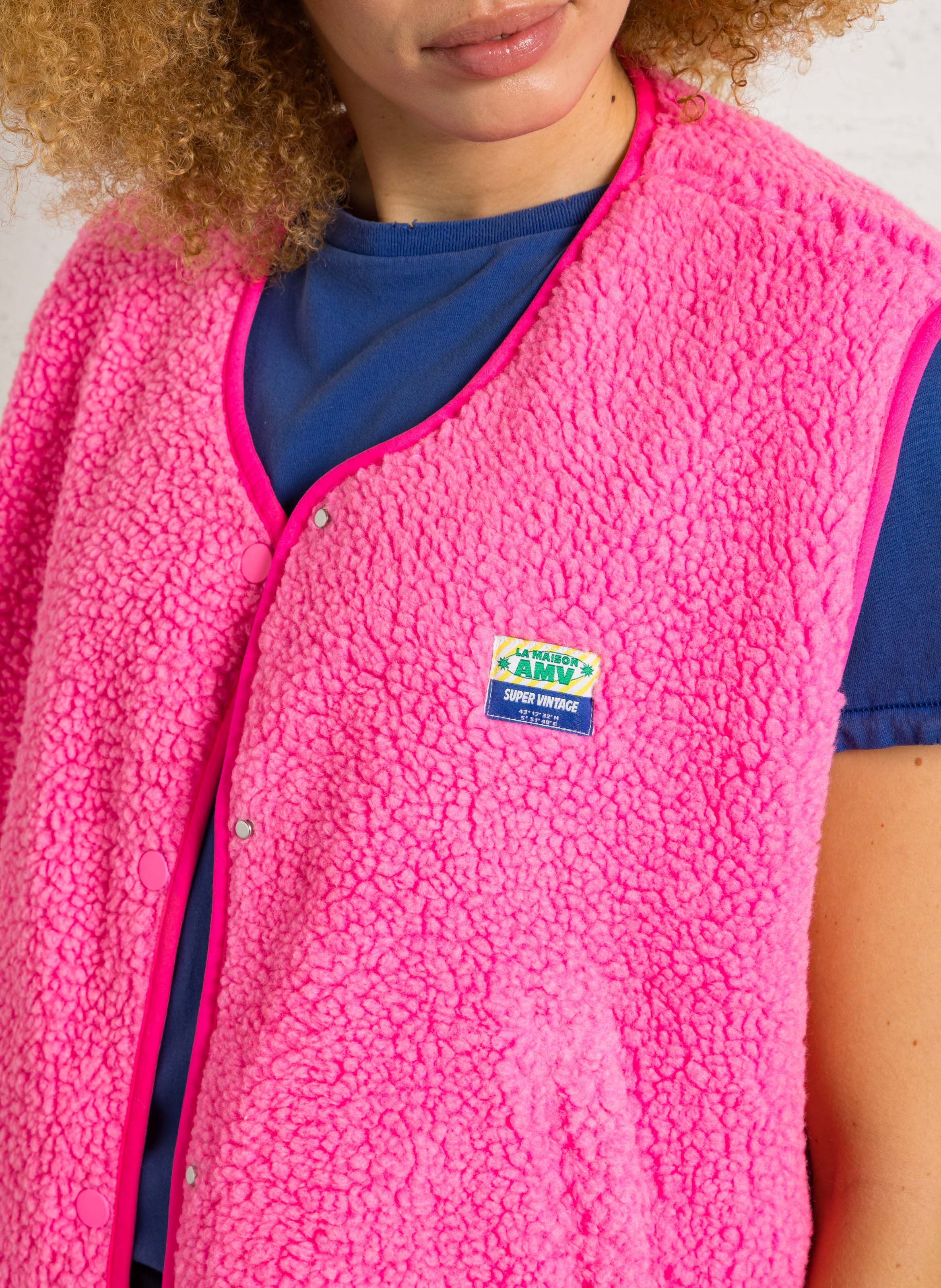 Gilet col rond molletonné sans manches AMERICAN VINTAGE Rose