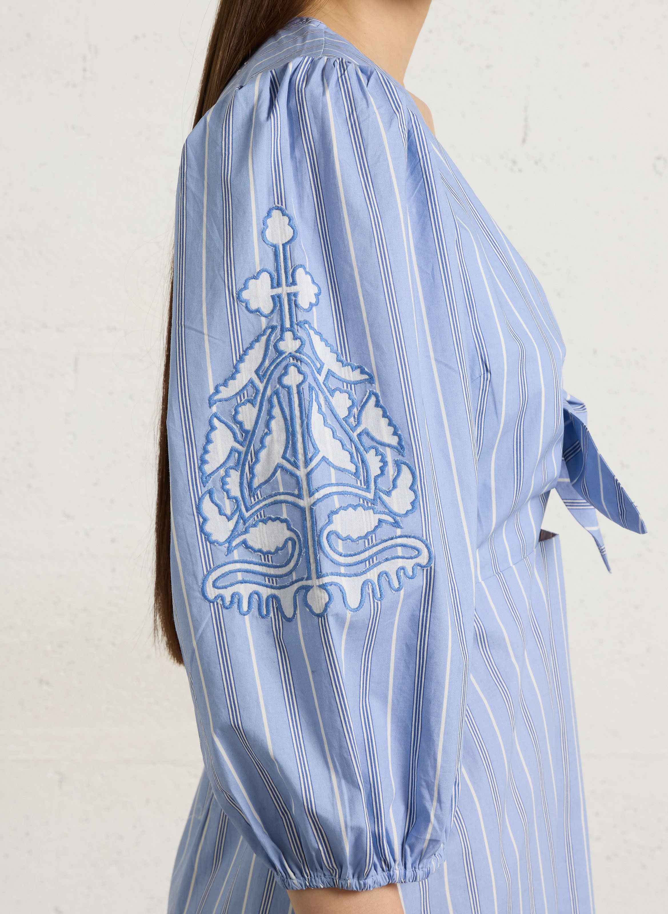 Robe midi ample rayée en coton LOUISE MISHA Bleu