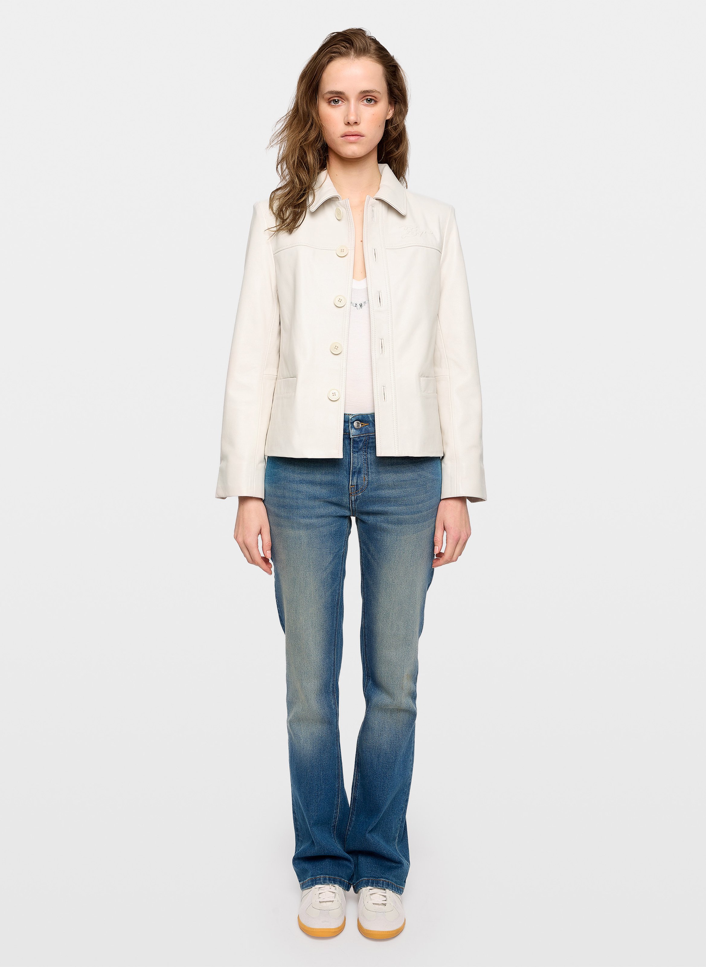 Lambskin leather jacket with classic collar ZADIG&VOLTAIRE White