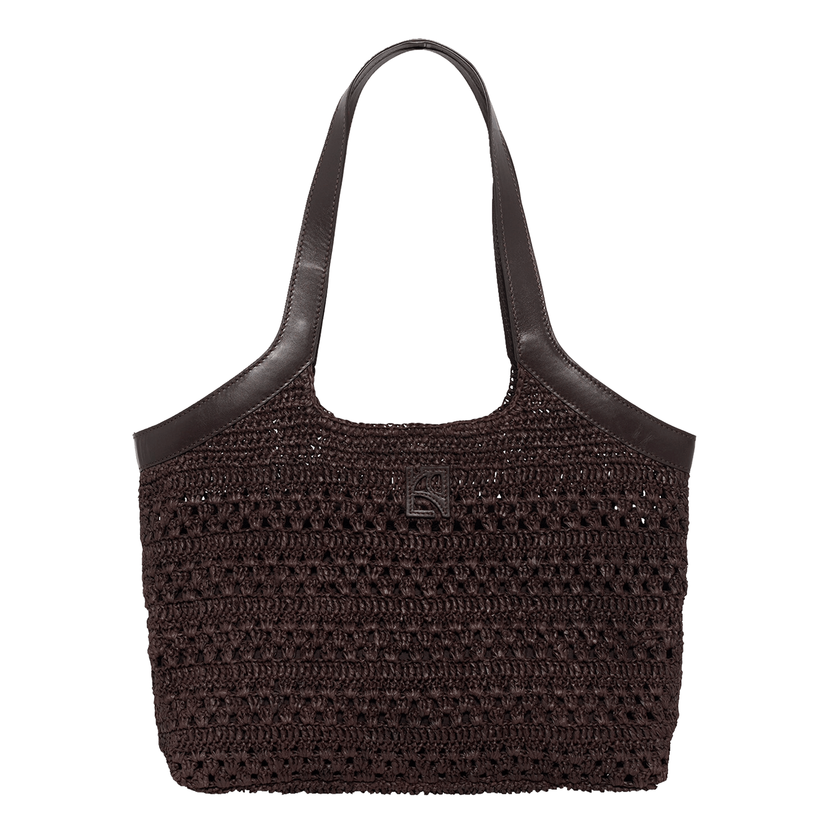 Gevlochten, leren shopper CAROLL Bruin